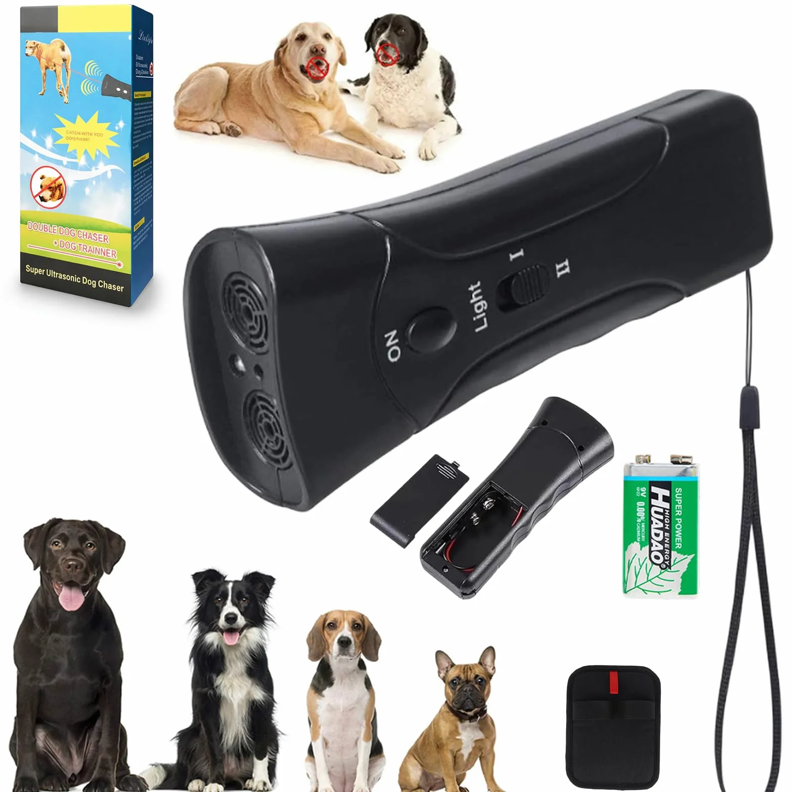 Petgentle Dog Trainer, Ultrasonic Anti Barking Device, Portable Bark Deterrent with LED & 3 Modes, Safe Silencer All Breeds