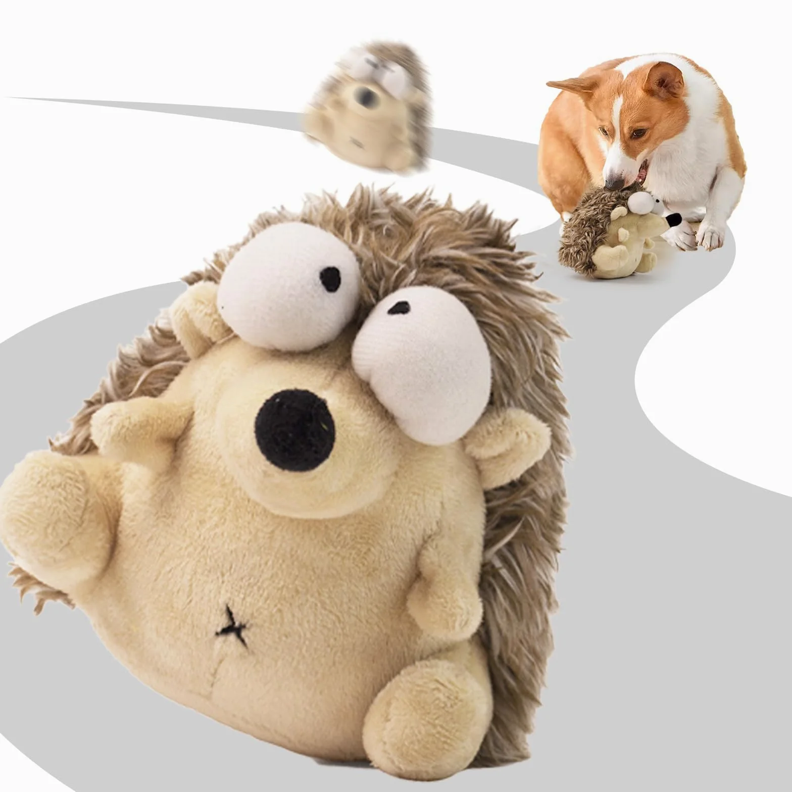 Jouet interactif pour chien, jouet couineur en peluche pour les garder occupés, jeu autonome avec balle vibrante et rebondissante rechargeable pour chiens de petite/moyenne taille - Hérisson