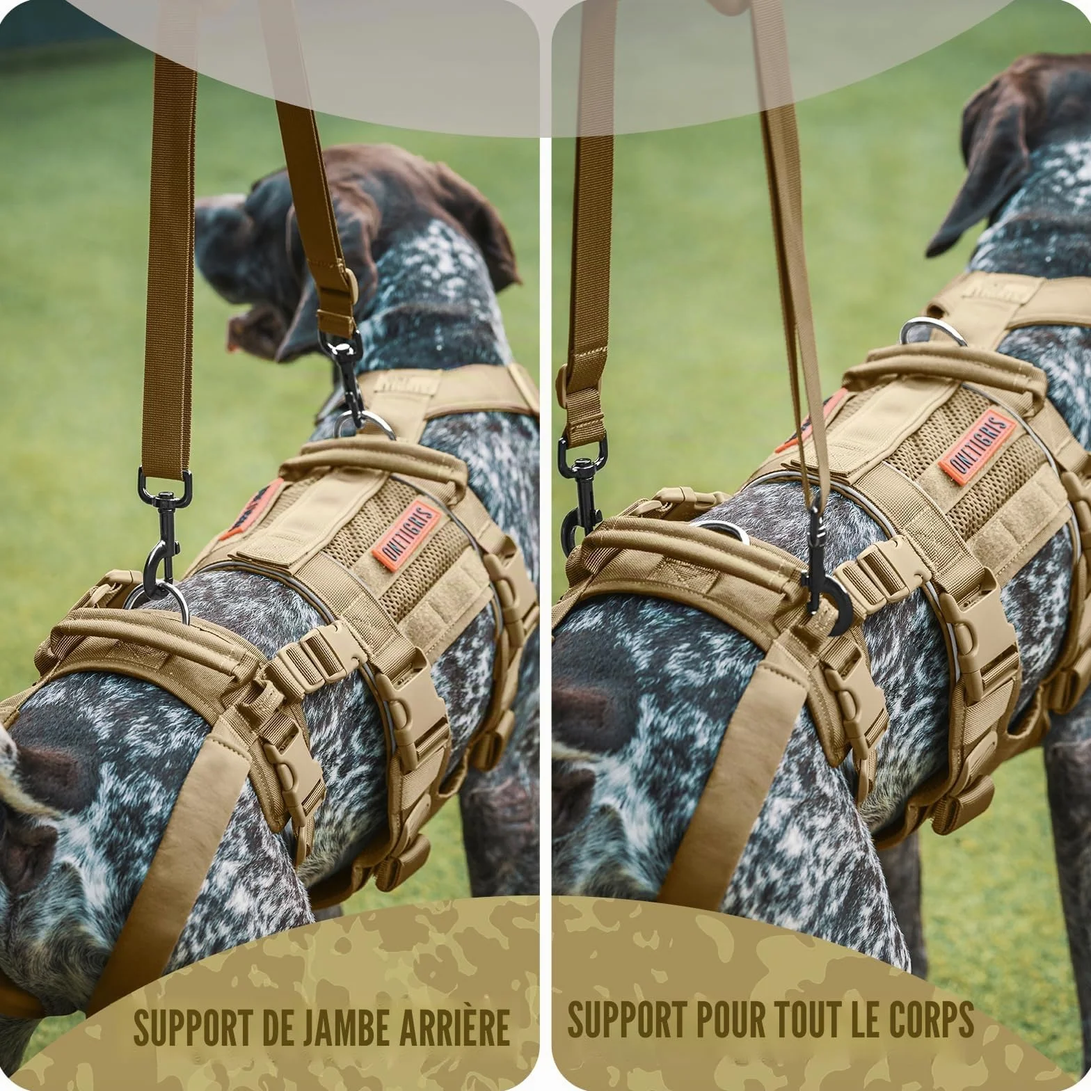 OneTigris SKYEWALKER Harnais pour chien réglable, soutien rééducation, taille moyenne et grande, marron, XL