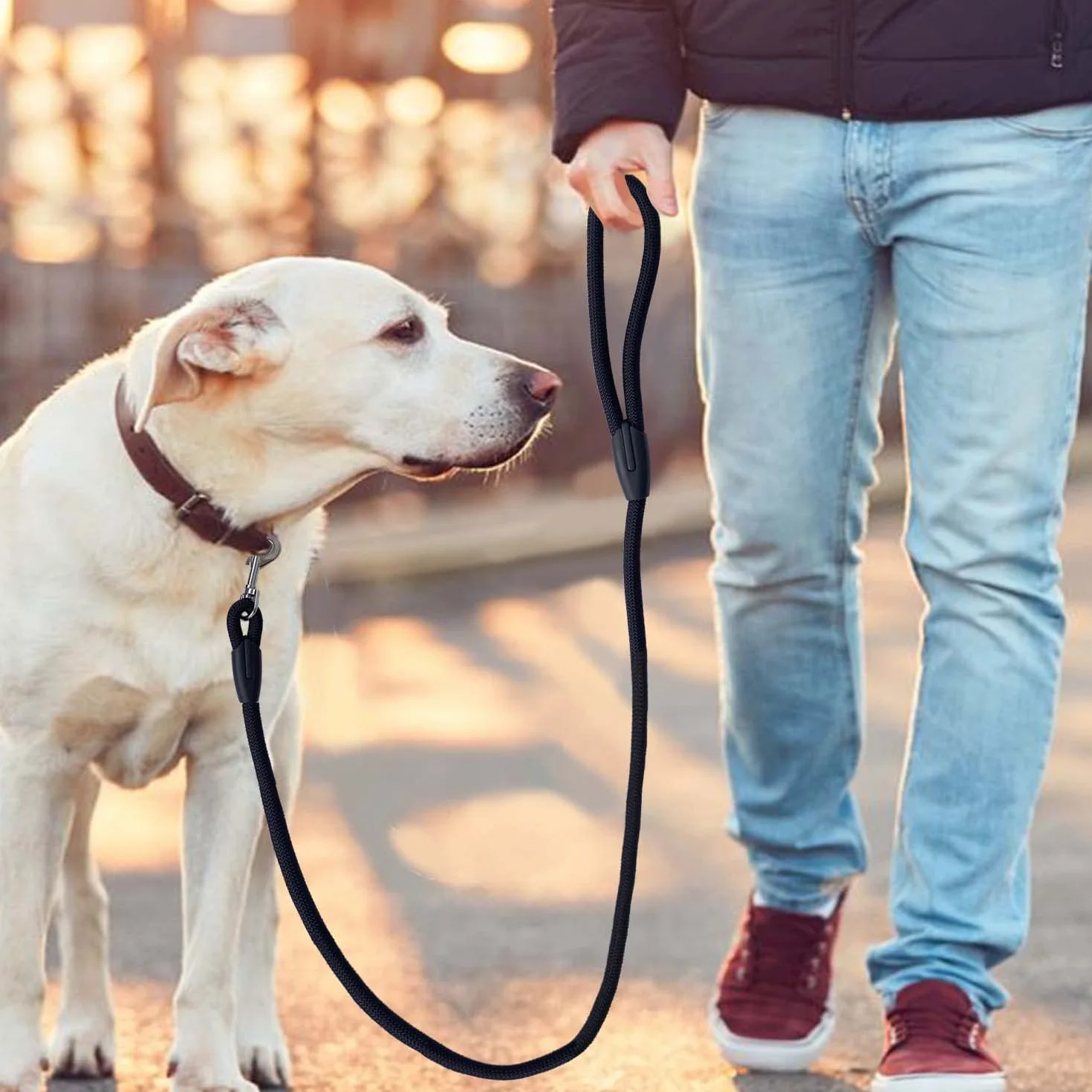 AiTodos® Laisse pour Chien de 1,5 m, Diamètre 1,2 cm, Laisse Anti-Crochet pour Le Dressage ou la Promenade, Adaptée aux Chiens de Petite, Moyenne et Grande Taille, Noir