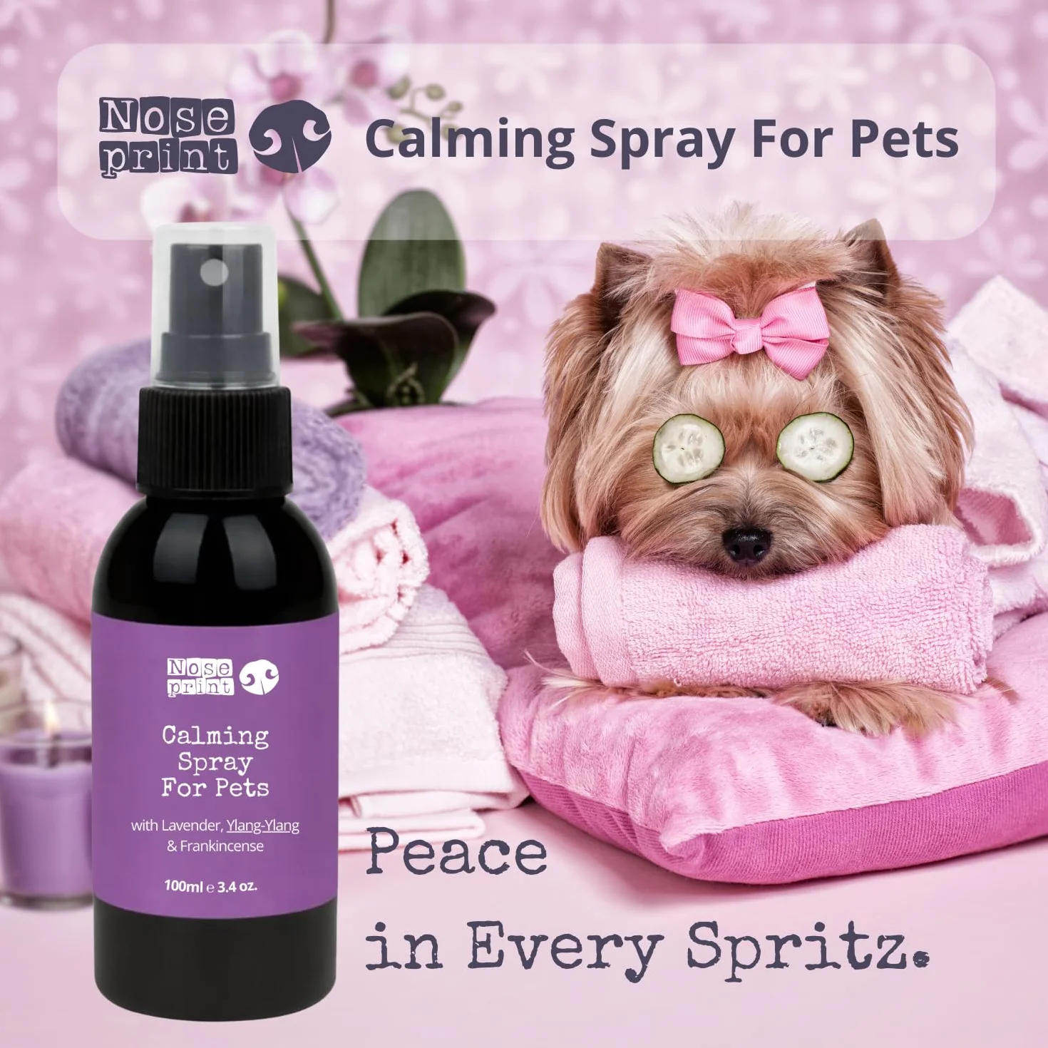 Spray apaisant naturel pour chiens et chats lavande ylang-ylang encens 100 ml