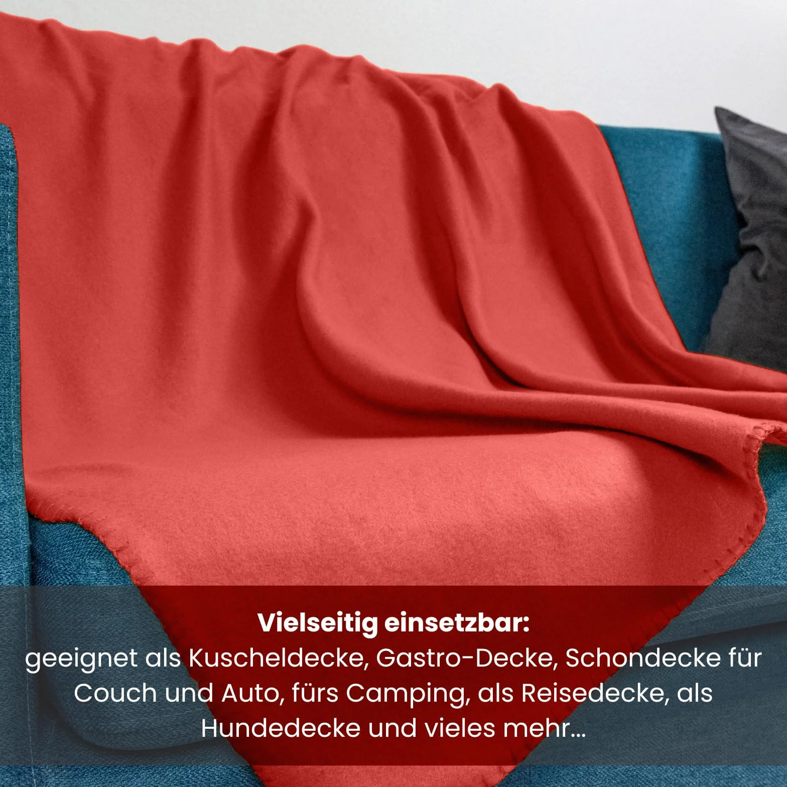 Couvertures polaires oekoTex 130 x 160 cm 400 g anti-boulochage lot de 10 rouge