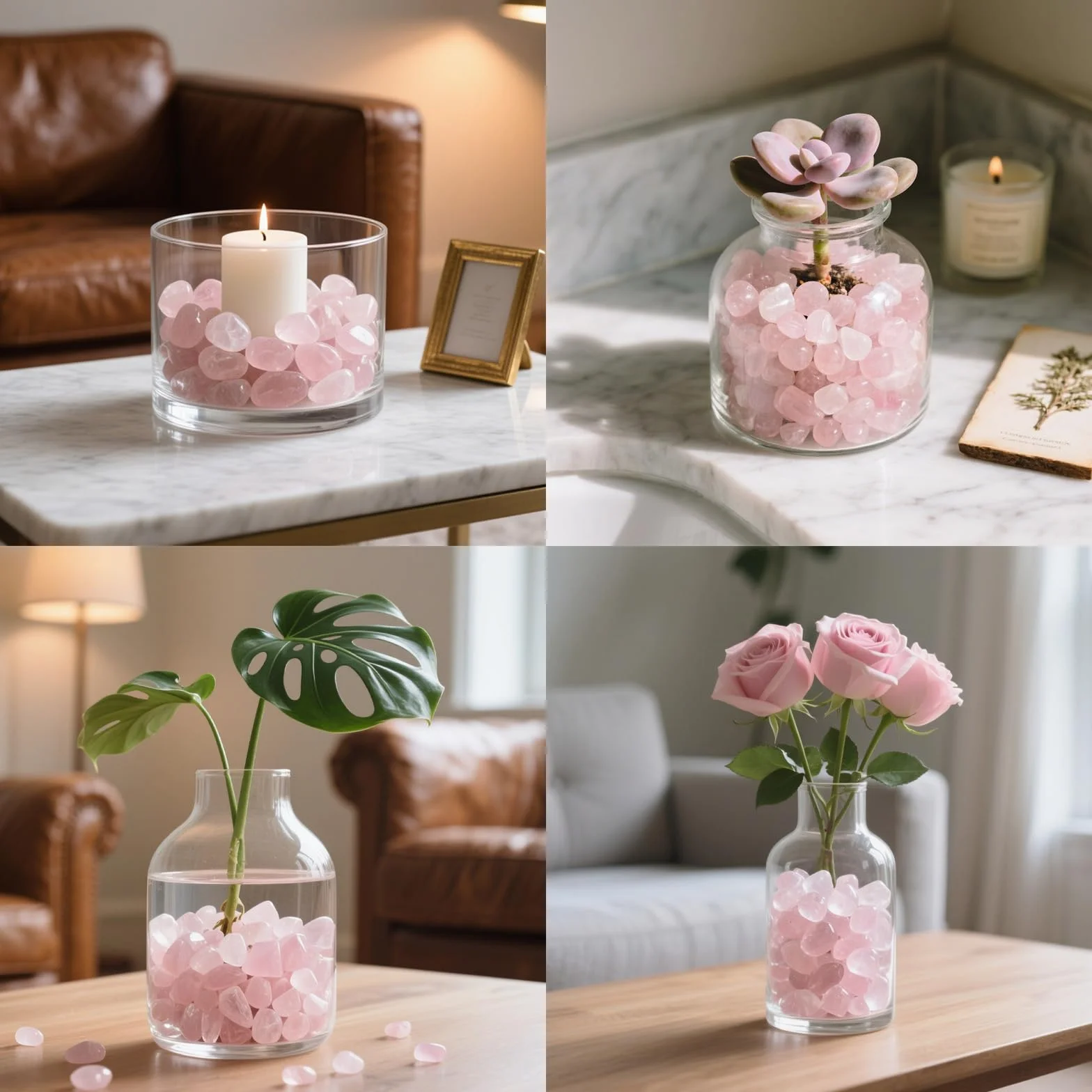 435 g de gravier décoratif pour aquarium - Rose quartz écrasé - Cristal naturel - Poli - Forme irrégulière - Vase - Pierres juteuses