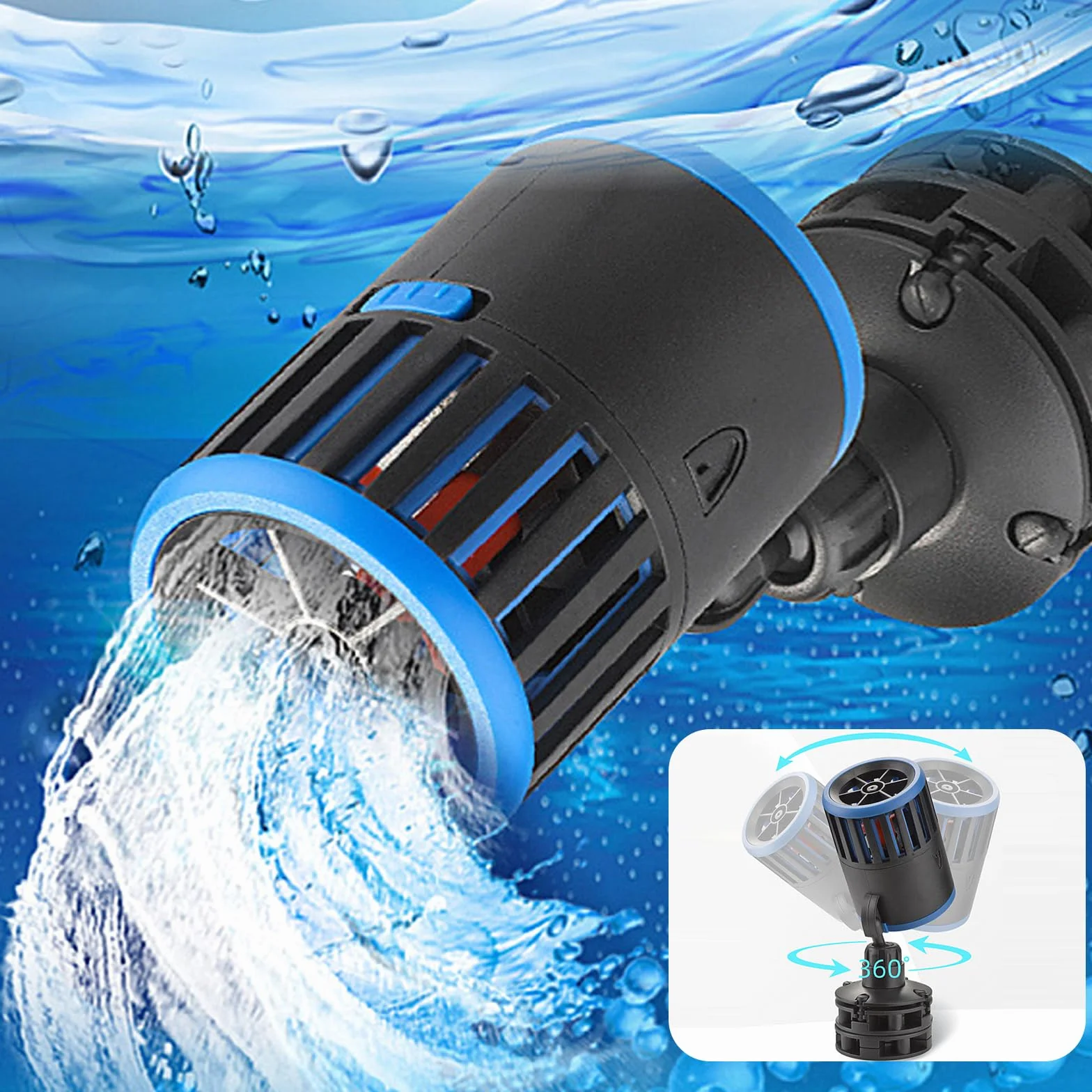 Pompe de Brassage pour Aquarium 7000L/H 10W 360° Pivotant Wave Maker Ventouse Eau Douce Salée