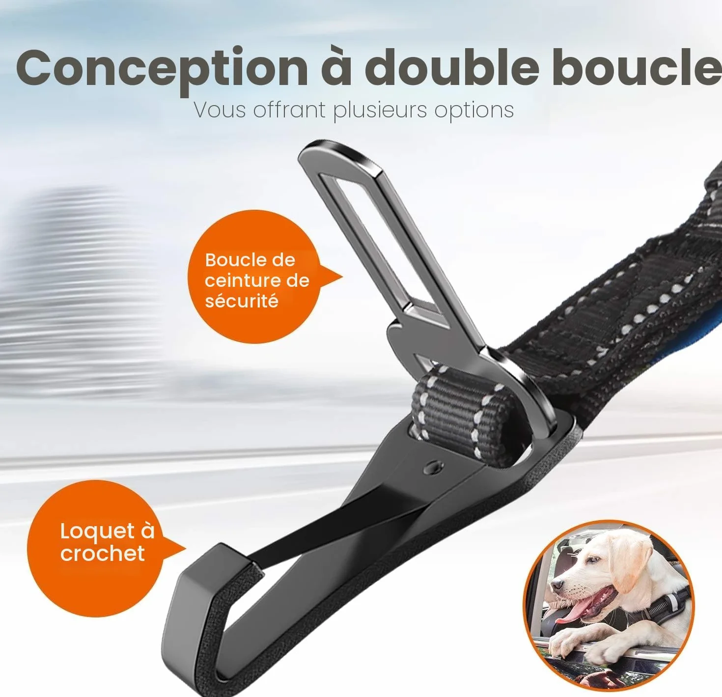 IOKHEIRA Ceinture Sécurité Chien, Harnais Voiture Réglable Nylon Durable Antichoc pour Chien Chat