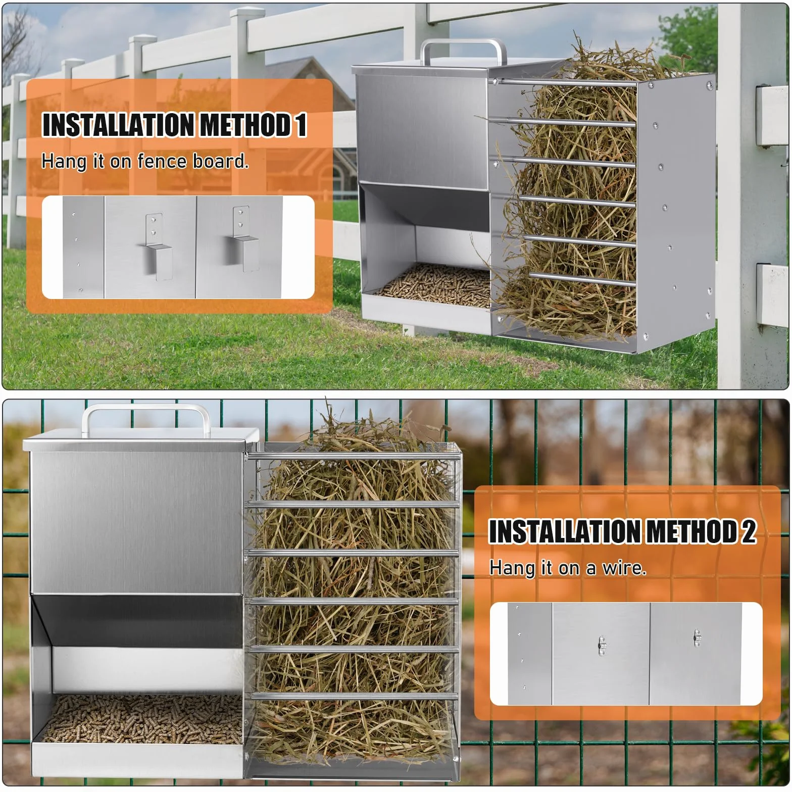 Mangeoire Automatique pour Lapin 2 en 1 avec Bouteille d'Eau 5L Distributeur Acier Inoxydable