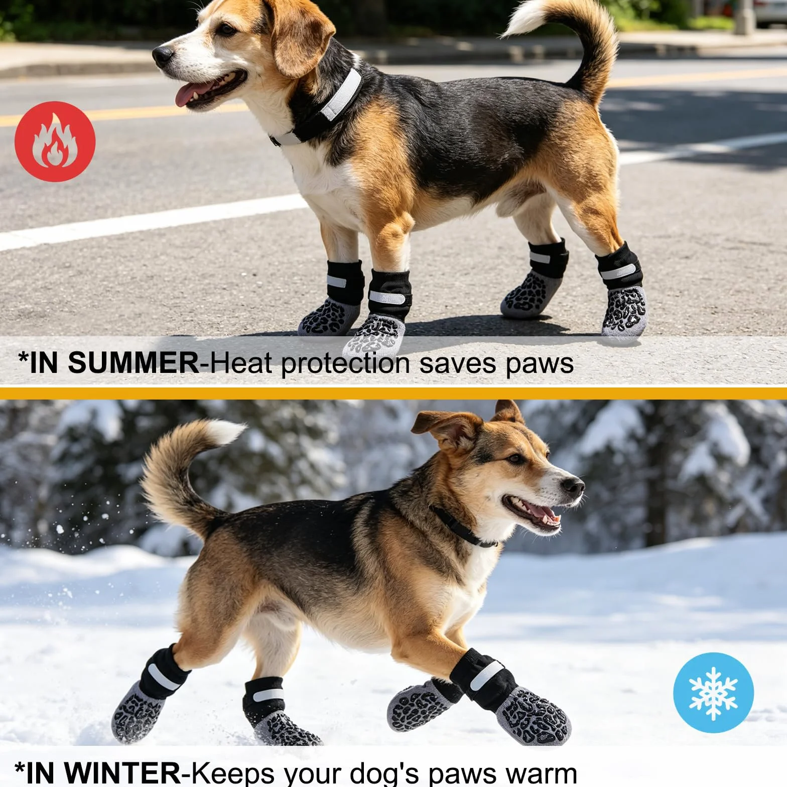 Chaussettes Antidérapantes pour Chien avec Double Adhérence - Lot de 4 pour Parquet et Carrelage, Anti-Glisse et Anti-Léchage (M)