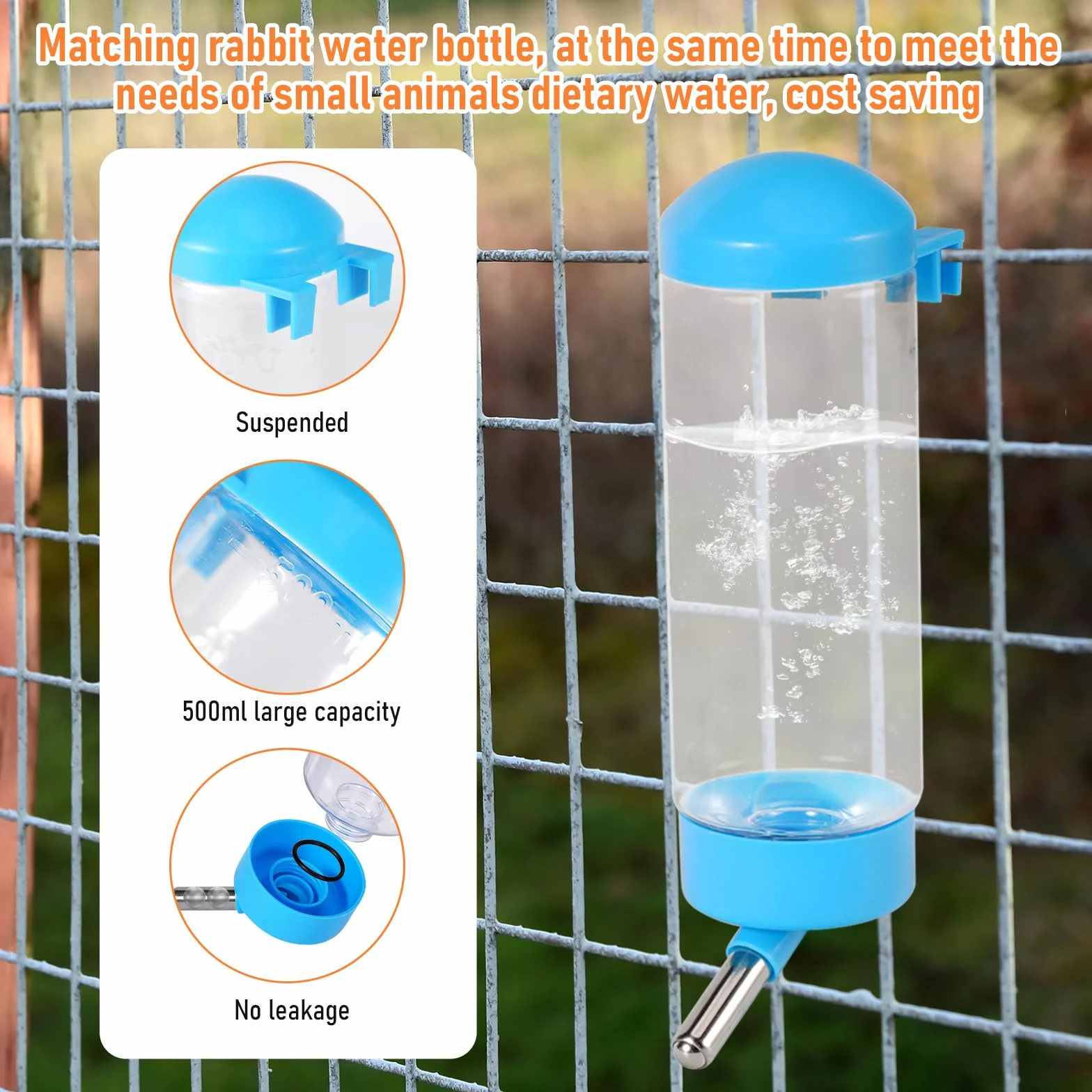 Mangeoire Automatique pour Lapin 2 en 1 avec Bouteille d'Eau 5L Distributeur Acier Inoxydable