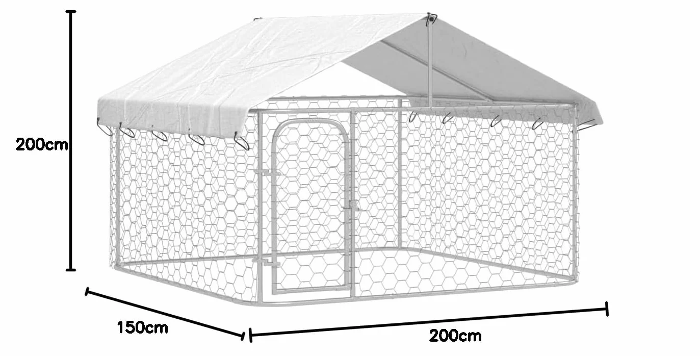 Chenil extérieur avec Toit 200x200x150 cm pour Chiens