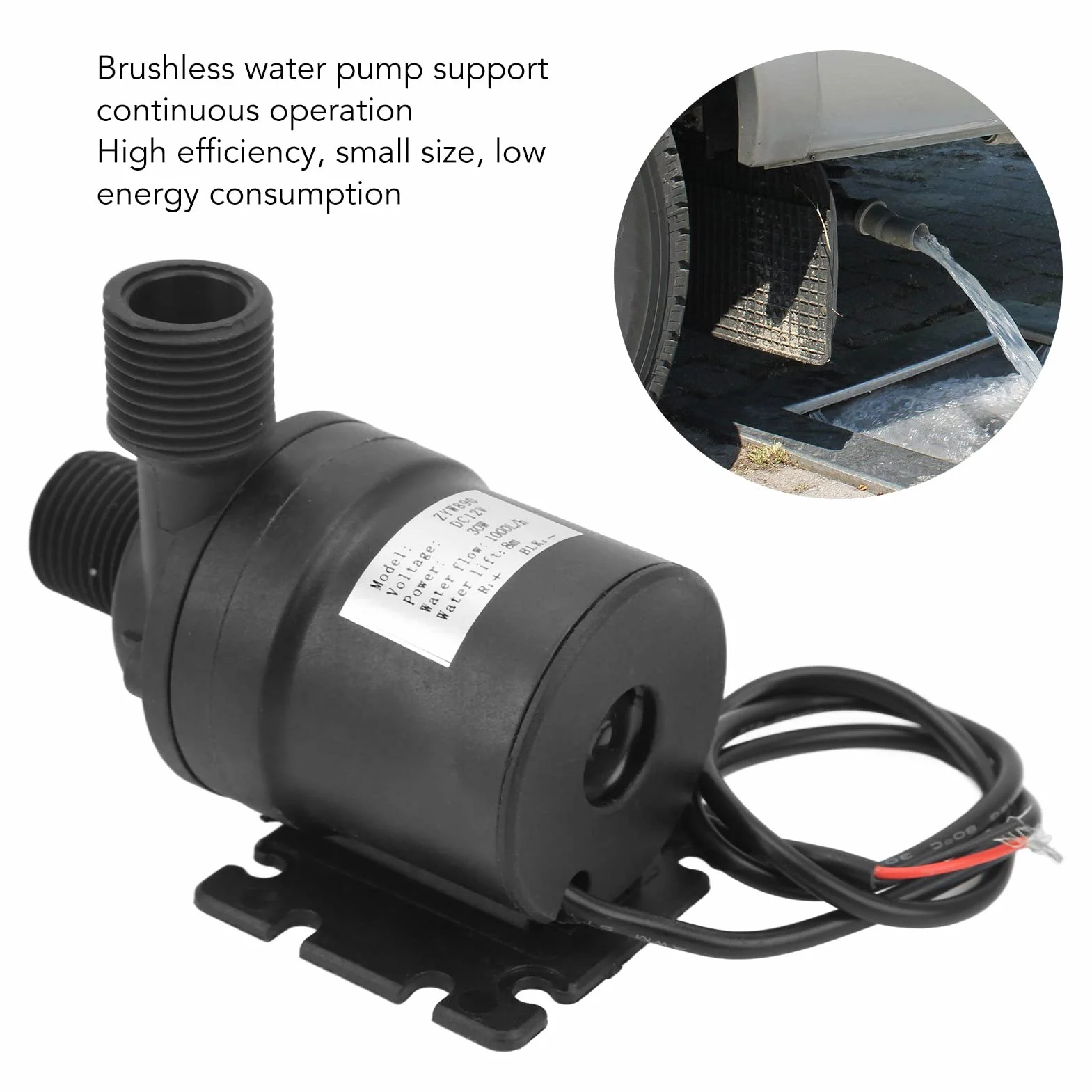 Pompe centrifuge submersible DC 12 V 30 W sans balais 1000 l/h 8 m IP68 fontaine amovible