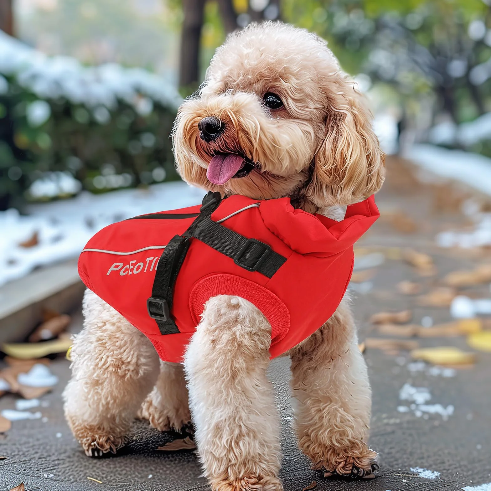Manteau imperméable pour chien petite taille veste chaude réfléchissante harnais hiver coton rouge taille M