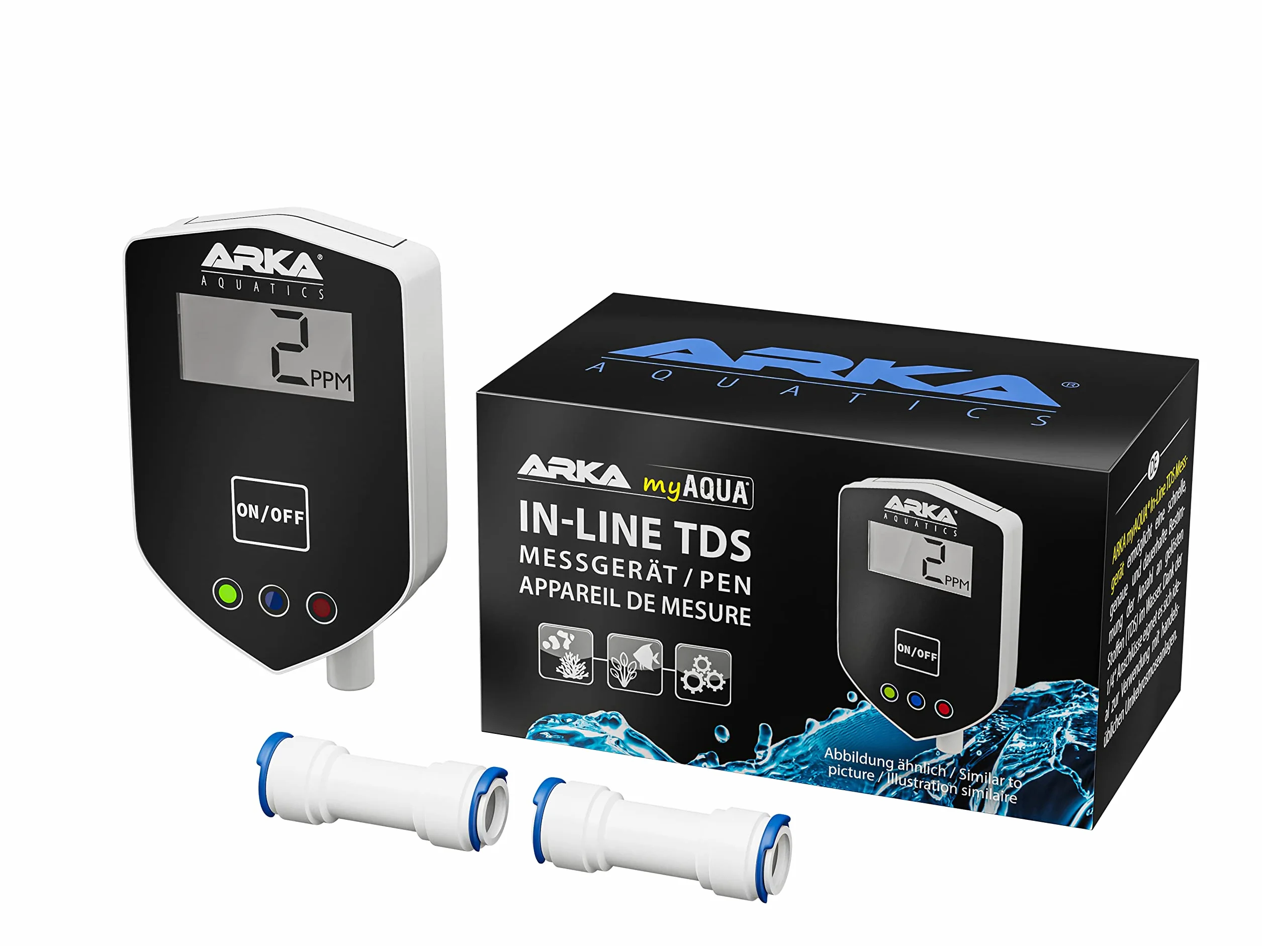 ARKA myAQUA Inline TDS Meter - Mesure TDS Continue, raccords 1/4 Pouce, Compact & précis, Parfait pour systèmes d'osmose Inverse & contrôle qualité de l'eau.
