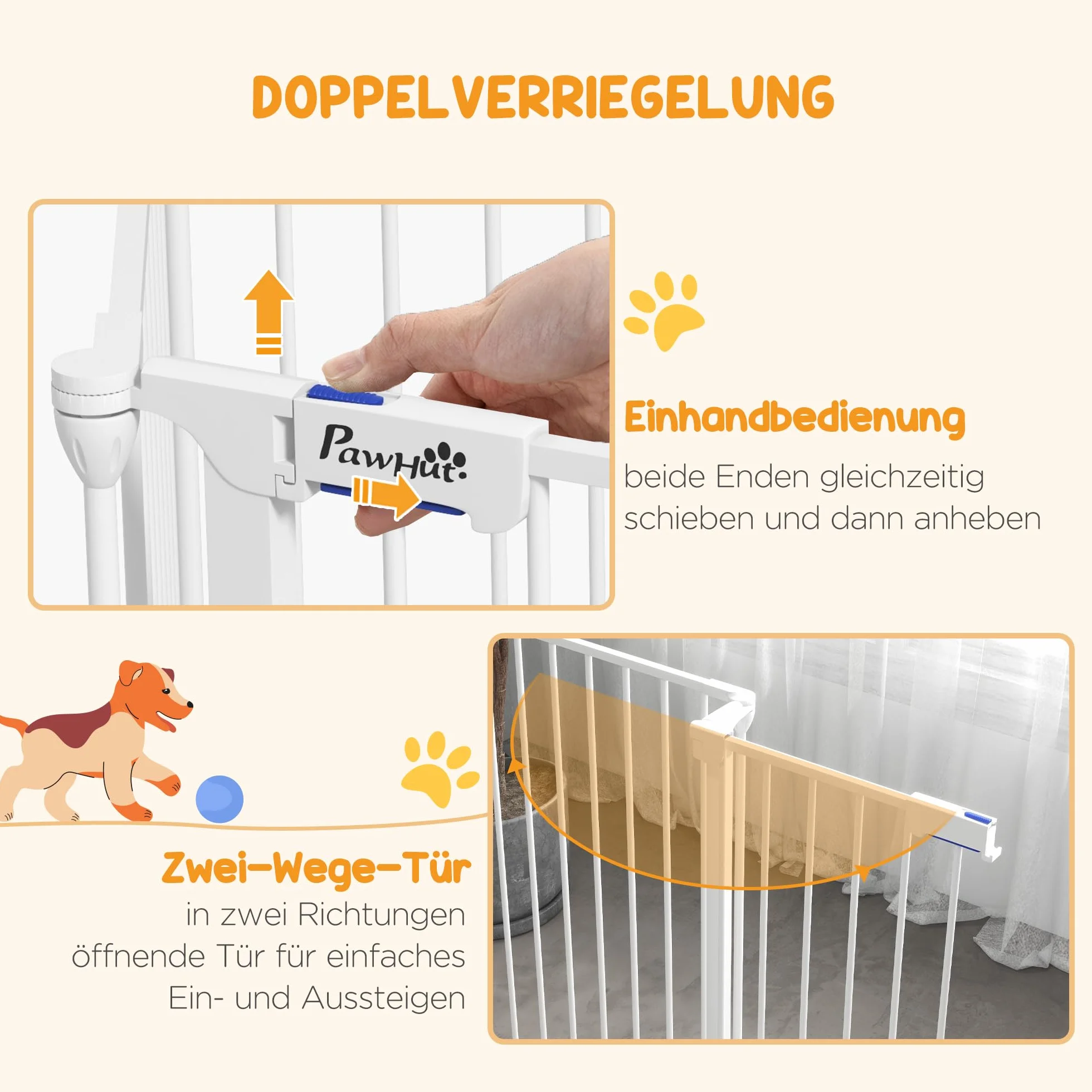 PawHut Enclos pour chiots pliable 90 cm barrière 6 panneaux acier blanc