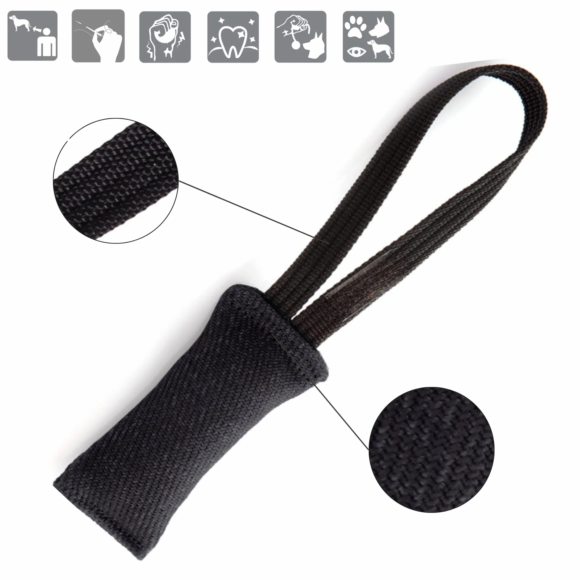 Dingo Gear Nylcot Bite Tire-Chien Dressage IGP Fun 1 poignée Noir 15 x 5 cm