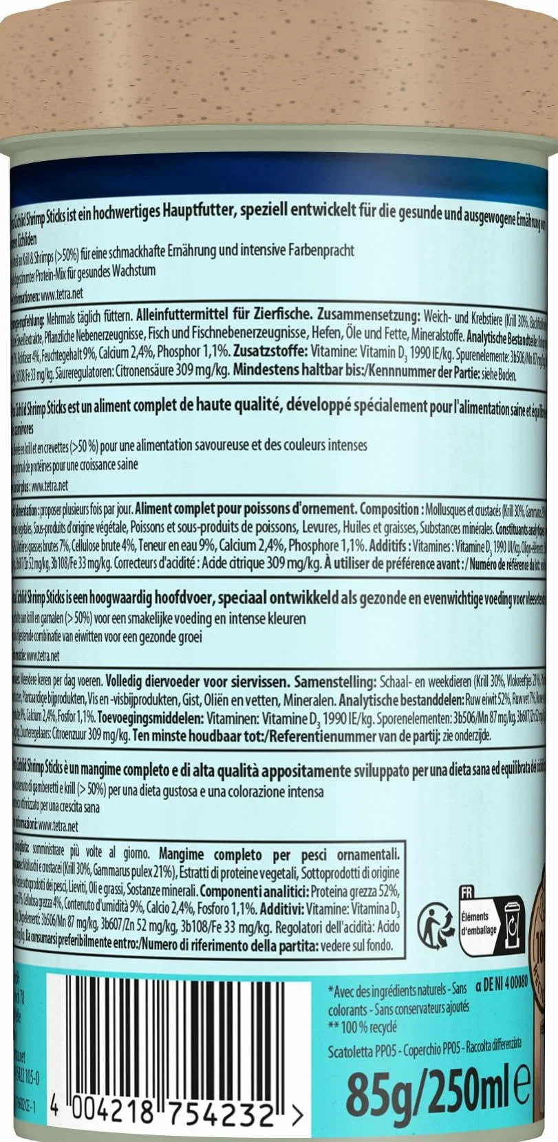 Tetra Cichlid Sticks Nourriture de Base Granulés Flottants pour Cichlidés Gros Poissons d'Ornement