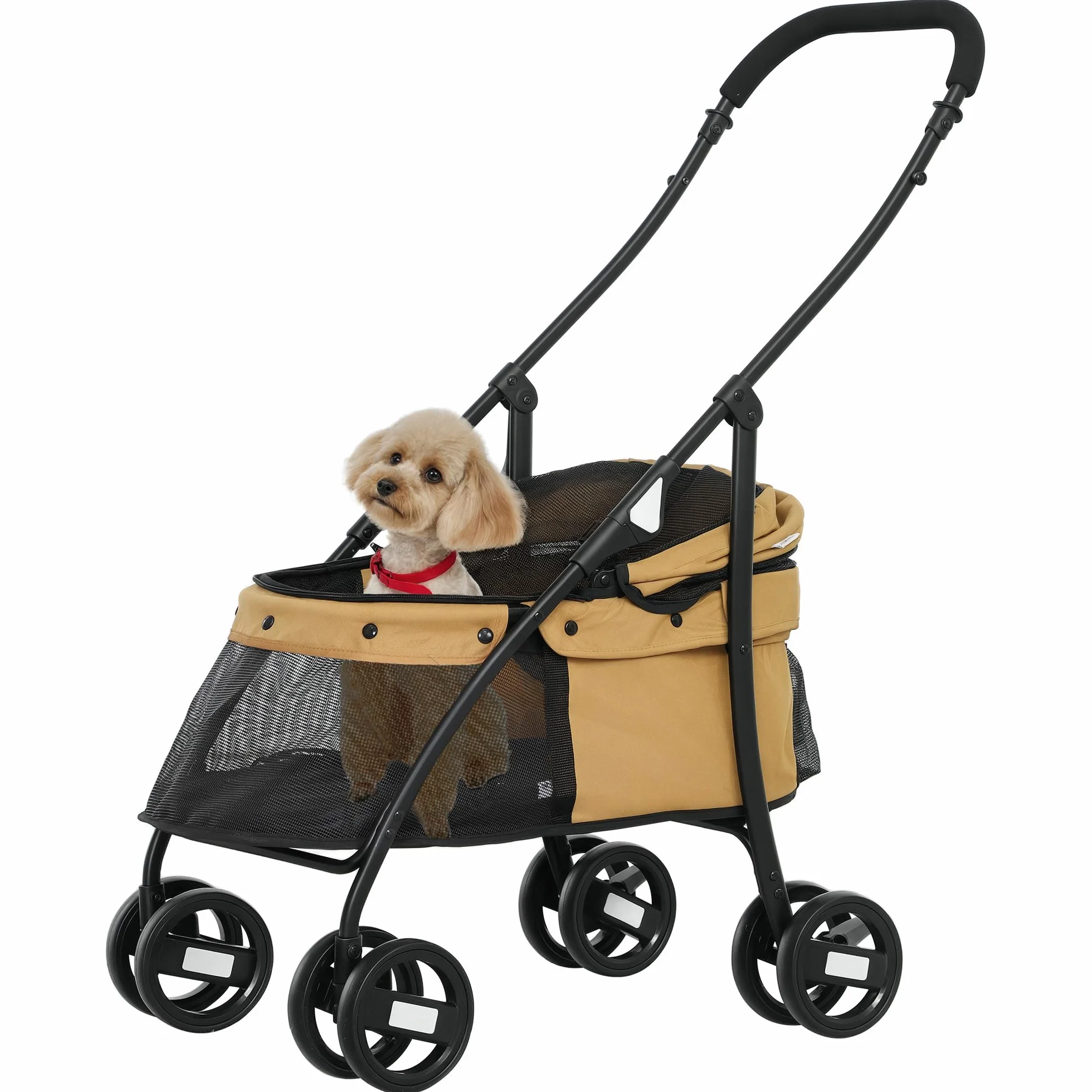 PawHut Poussette pliable pour chiens petite taille 15 kg Café