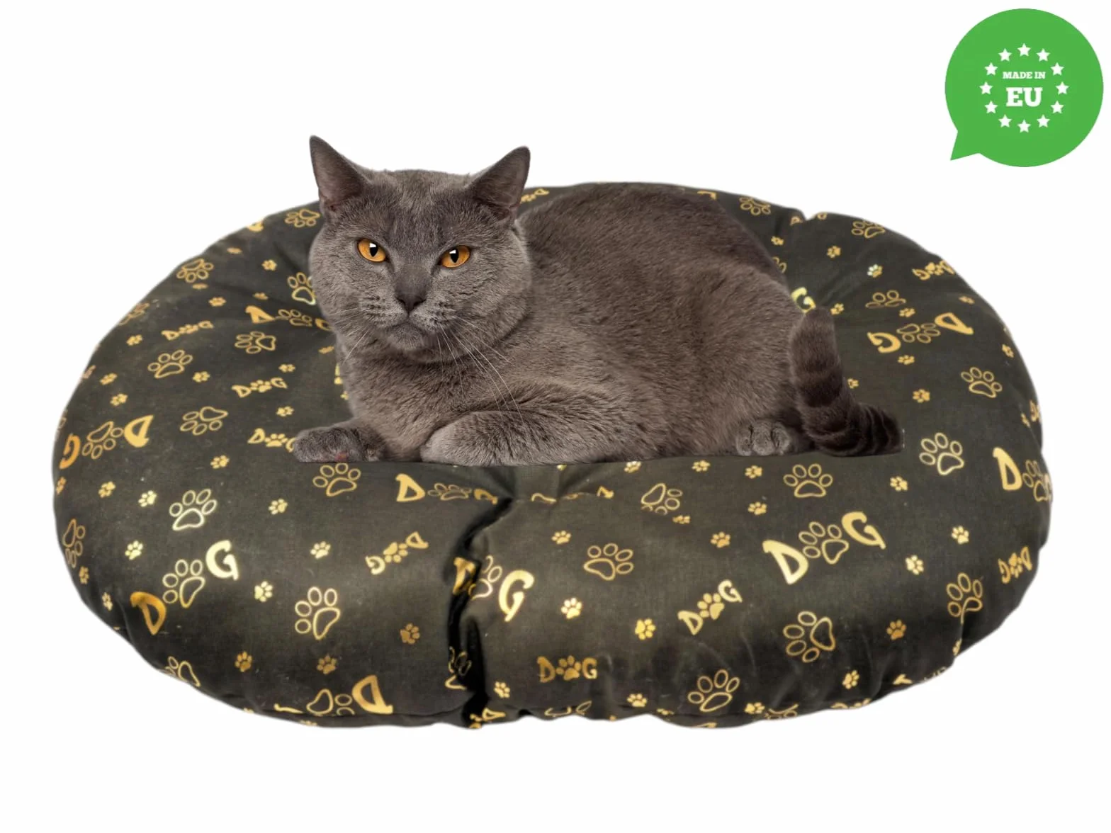 Coussin Ovale pour Chien et Chat 60 x 40 cm Marron Foncé Lit Lavable