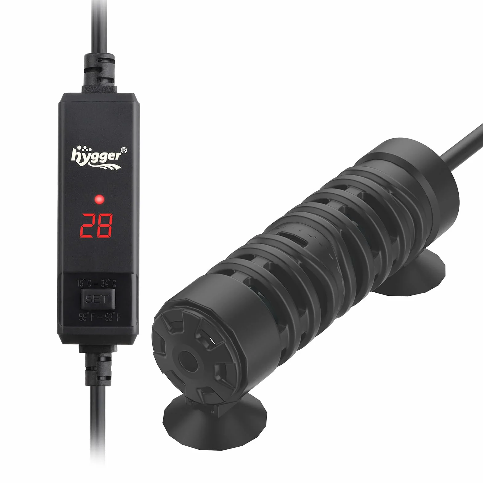 hygger Mini Chauffage pour Aquarium, 150W Submersible Aquarium Heater de Tortue with Digital Display Controller, Small Fish Tank Heater for 56-132L Freshwater Aquariums