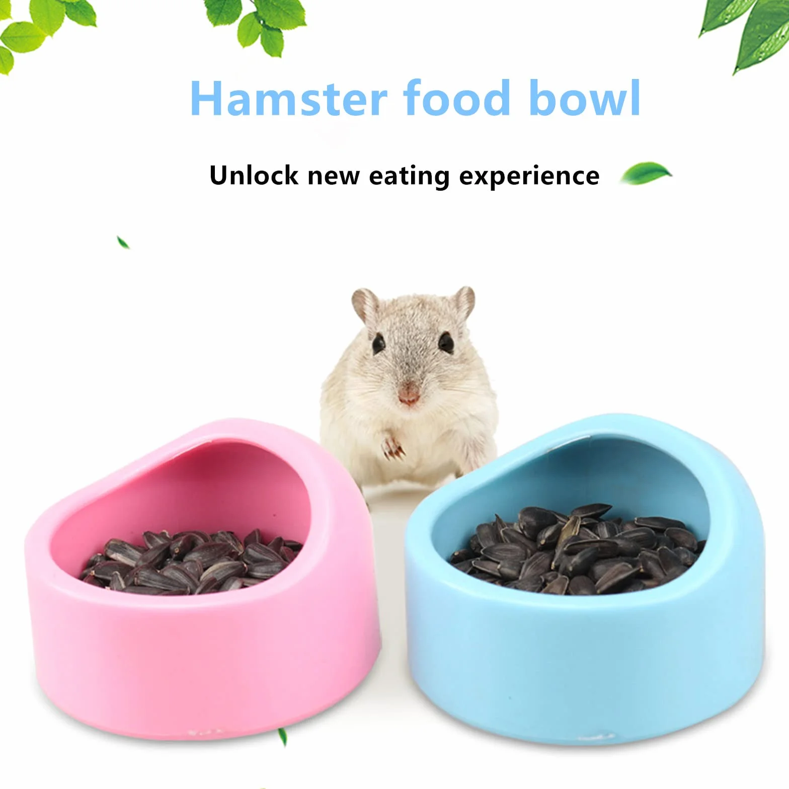 Gamelle pour Hamster Bols Anti-Morsure 2 Pièces Bleu et Rose
