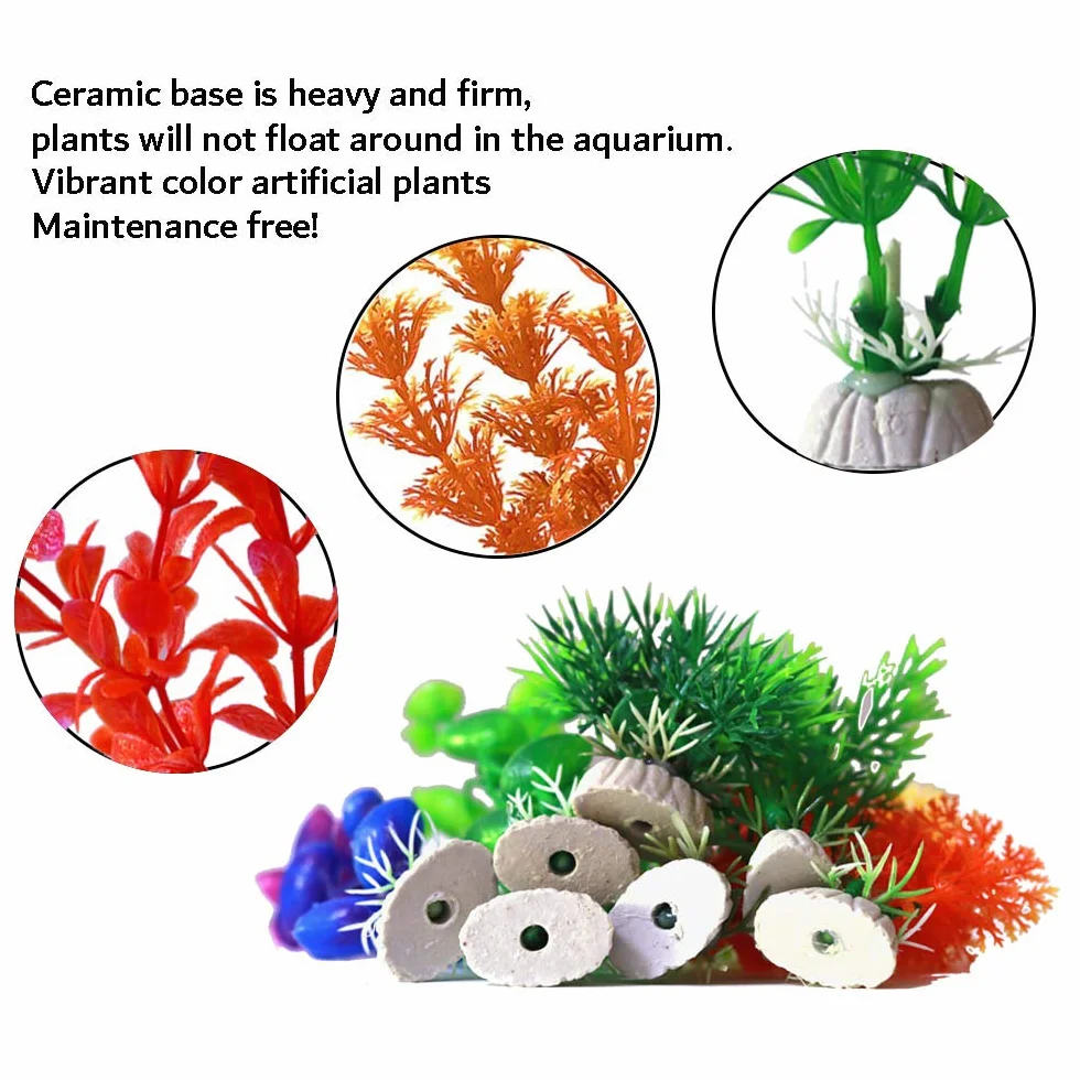 Décoration aquarium plantes résine pont arc lot 12 plastique pavillon décoratif