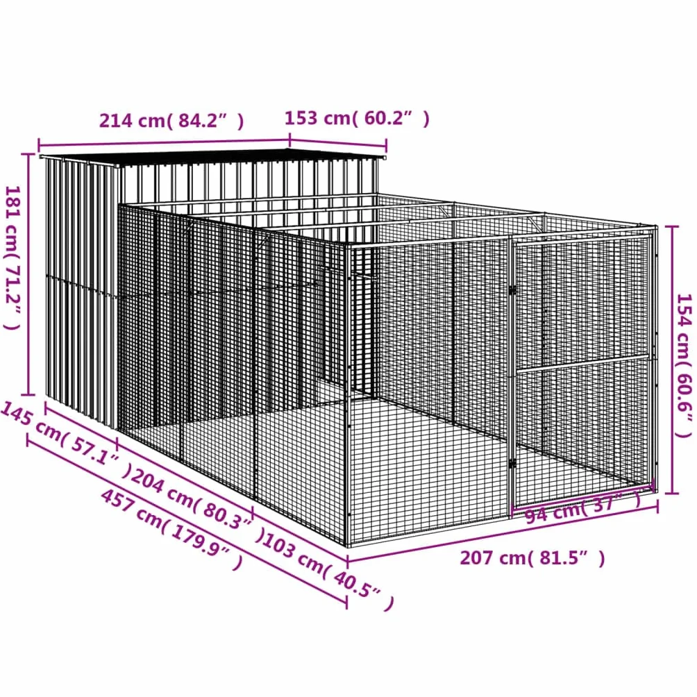 Niche pour chien gris clair 214x457x181 cm