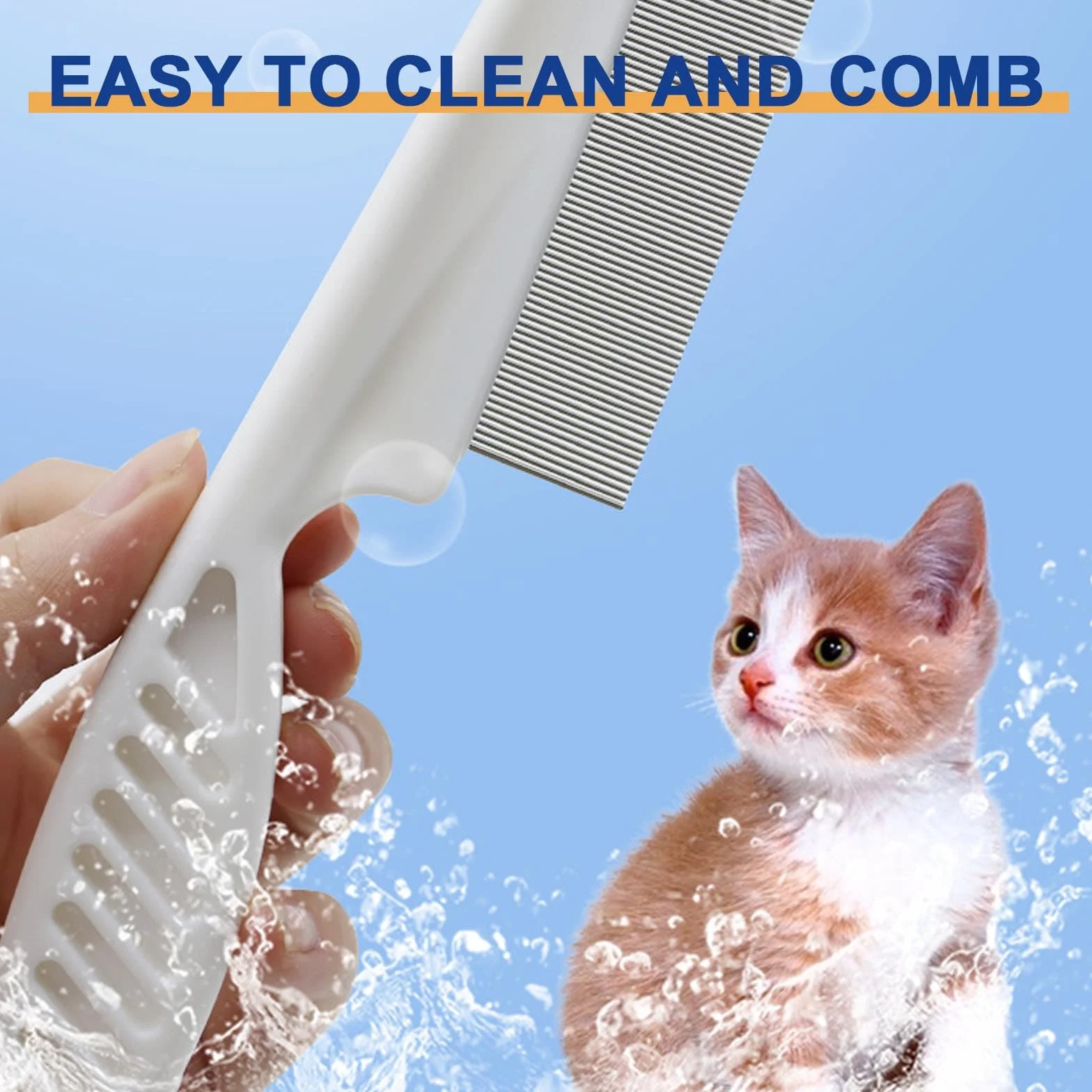 Pack de 2 peignes pour animaux en acier inoxydable, peigne chien et chat anti-larmes