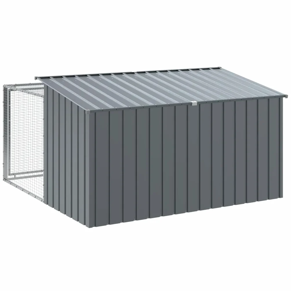 vidaXL Niche pour Chien avec enclos Anthracite 197 x 194 x 110 cm Acier galvanisé