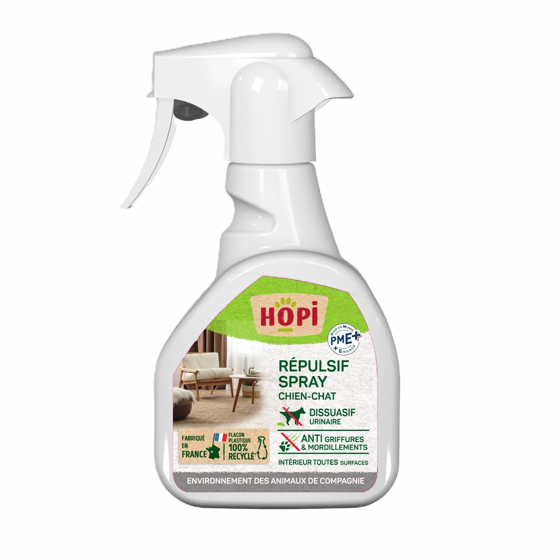 HOPI Repulsif Chien et Chat Intérieur 250 ML - Extraits de Plantes et Huiles Essentielles - Fabriqué en France