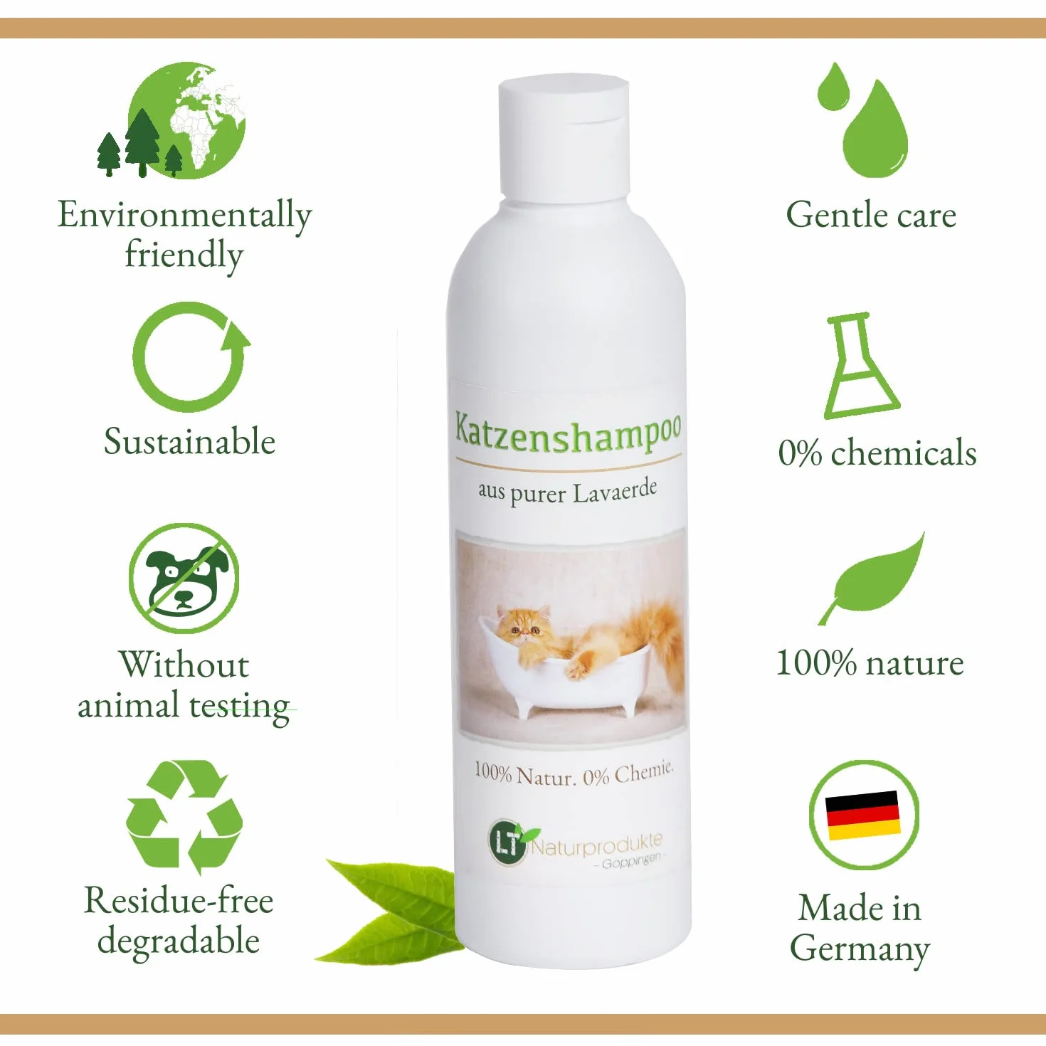 Shampoing pour chat bio hypoallergénique anti-démangeaisons au ghassoul marocain 250 ml