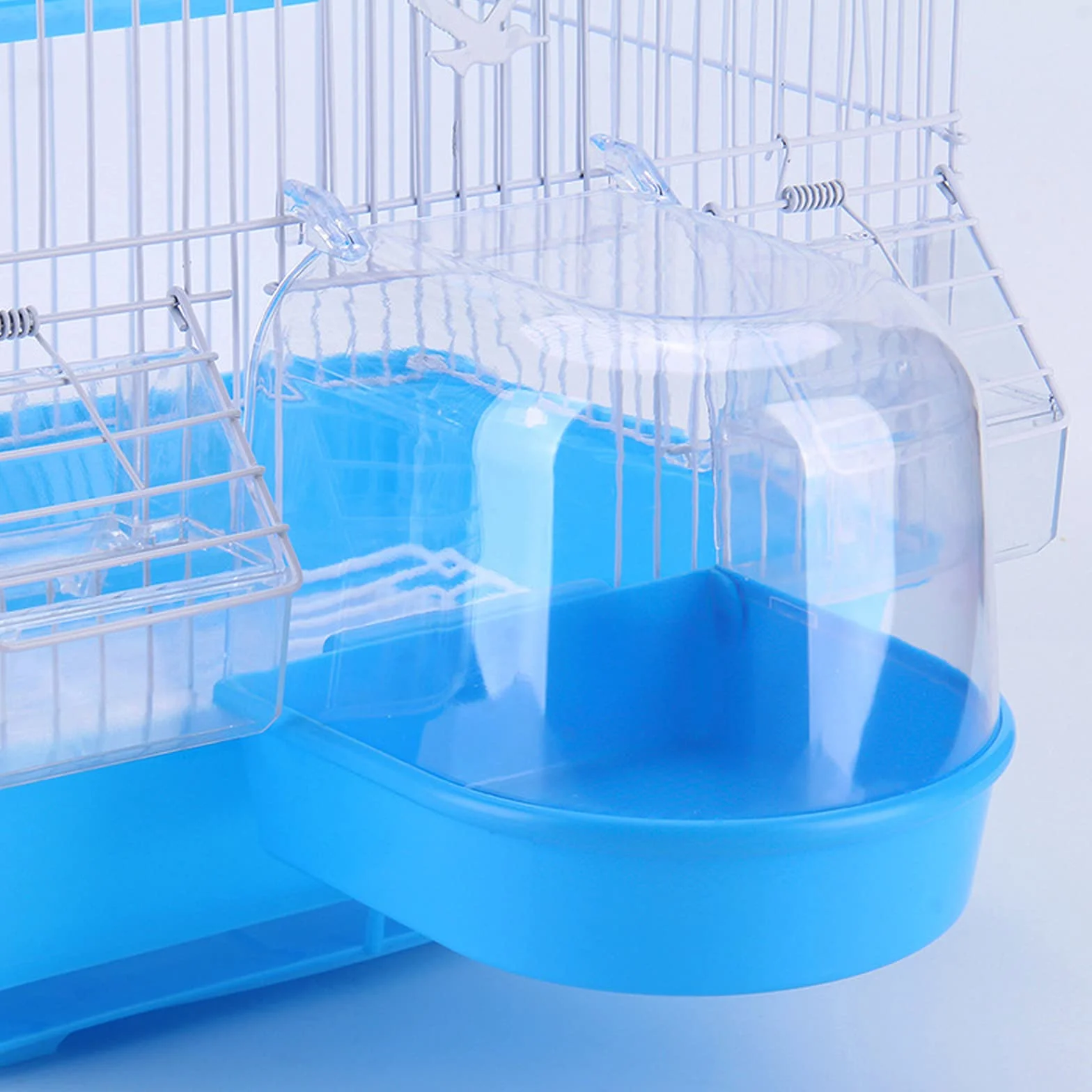 Baignoire pour Oiseaux avec Crochets, Accessoire de Cage pour Bain, 13x13x13.5cm Bleu