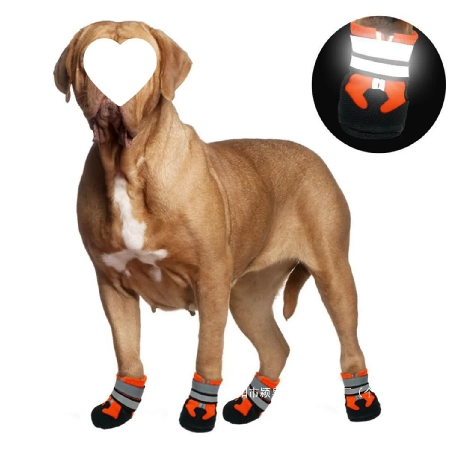 Chaussures pour chien en maille respirante avec sangles réfléchissantes, semelles antidérapantes, protections de pattes réglables pour une utilisation en intérieur et en extérieur (orange, taille M)