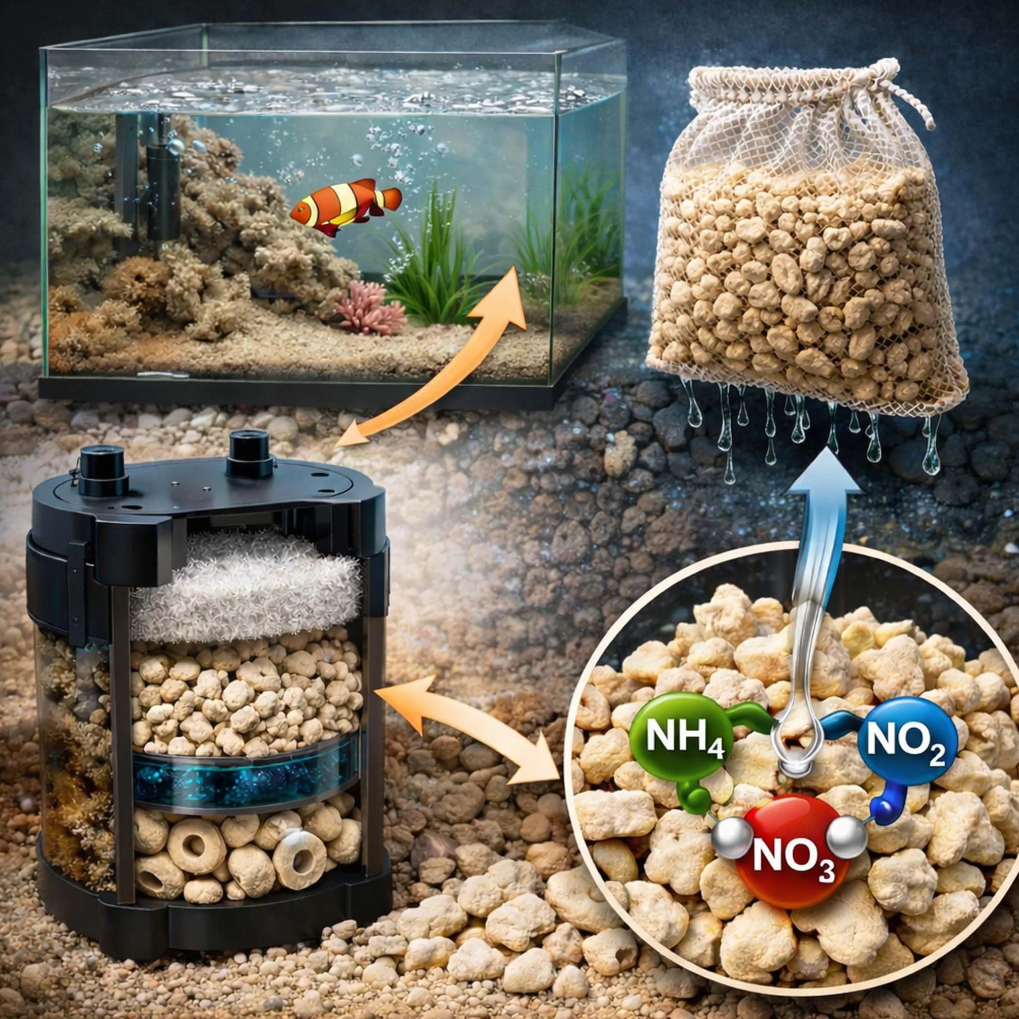 SunSun Sable corallien très Grossier 0,5 kg pour Colonisation de bactéries nitrifiantes Filtre bassins étangs Aquariums