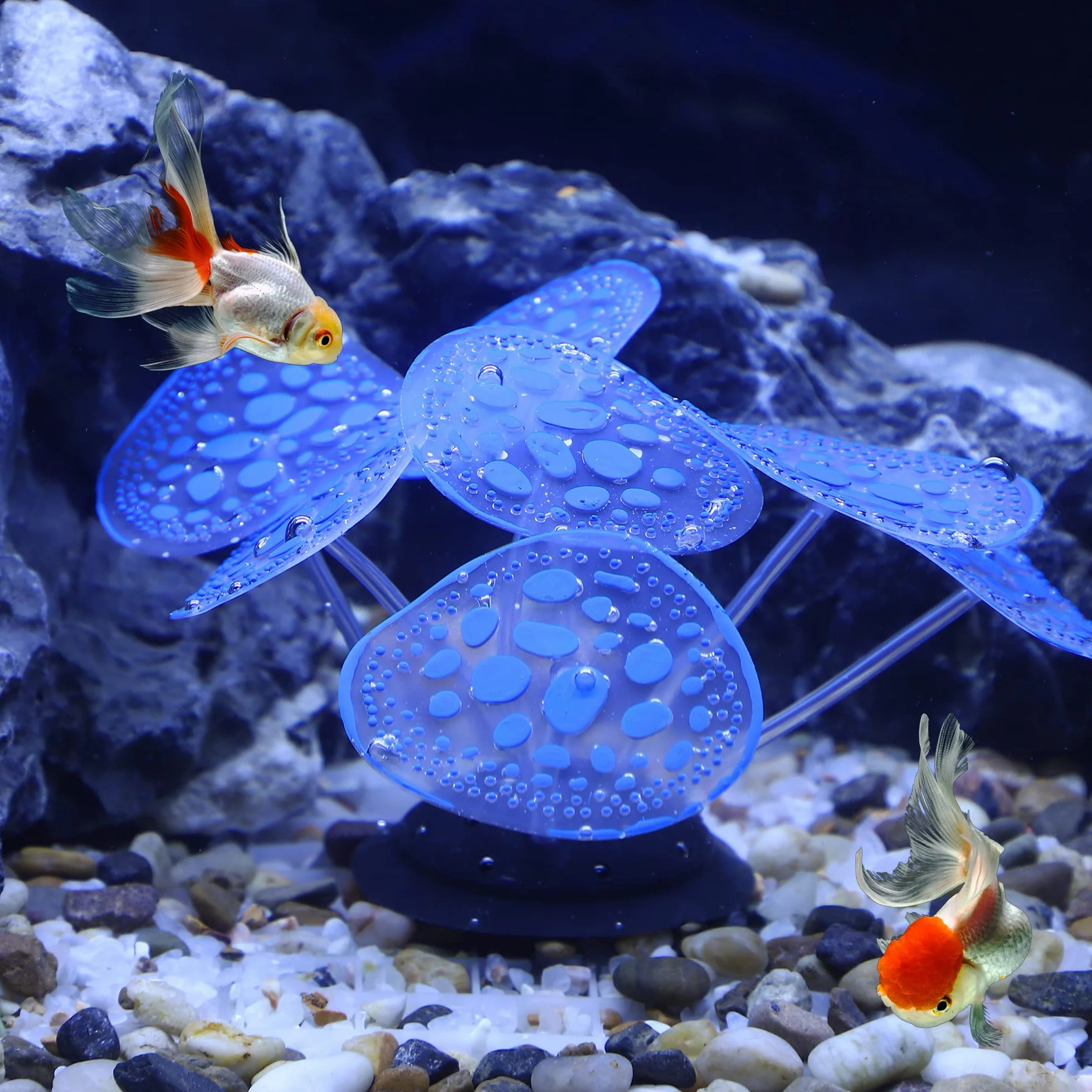 Silicone Aquarium Simulation Corail Décoration 2.36"X3.15" Bleu