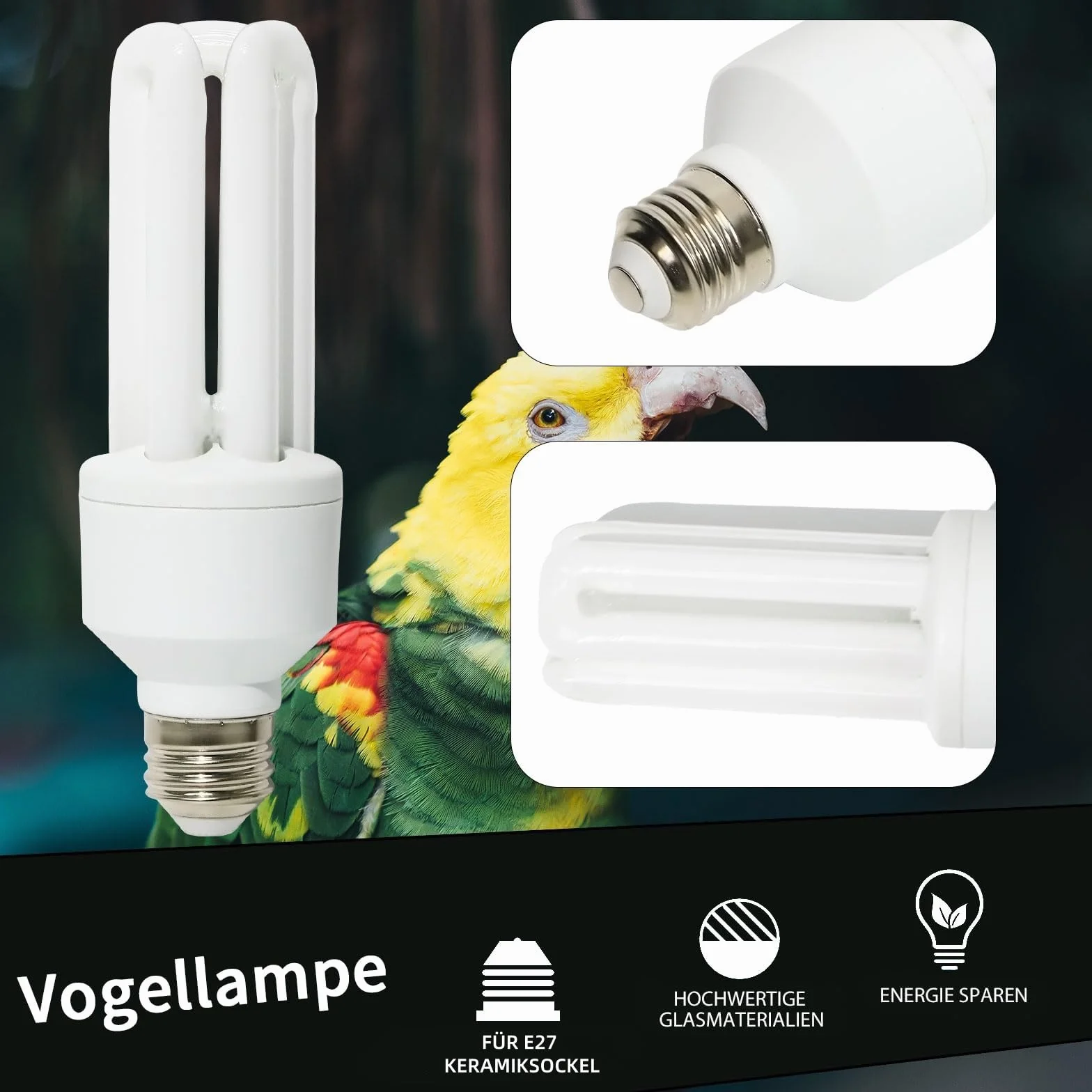 LUCKY HERP UVA UVB Ampoule 2.4 UVB 20W Lampe fluorescente compacte pour oiseaux
