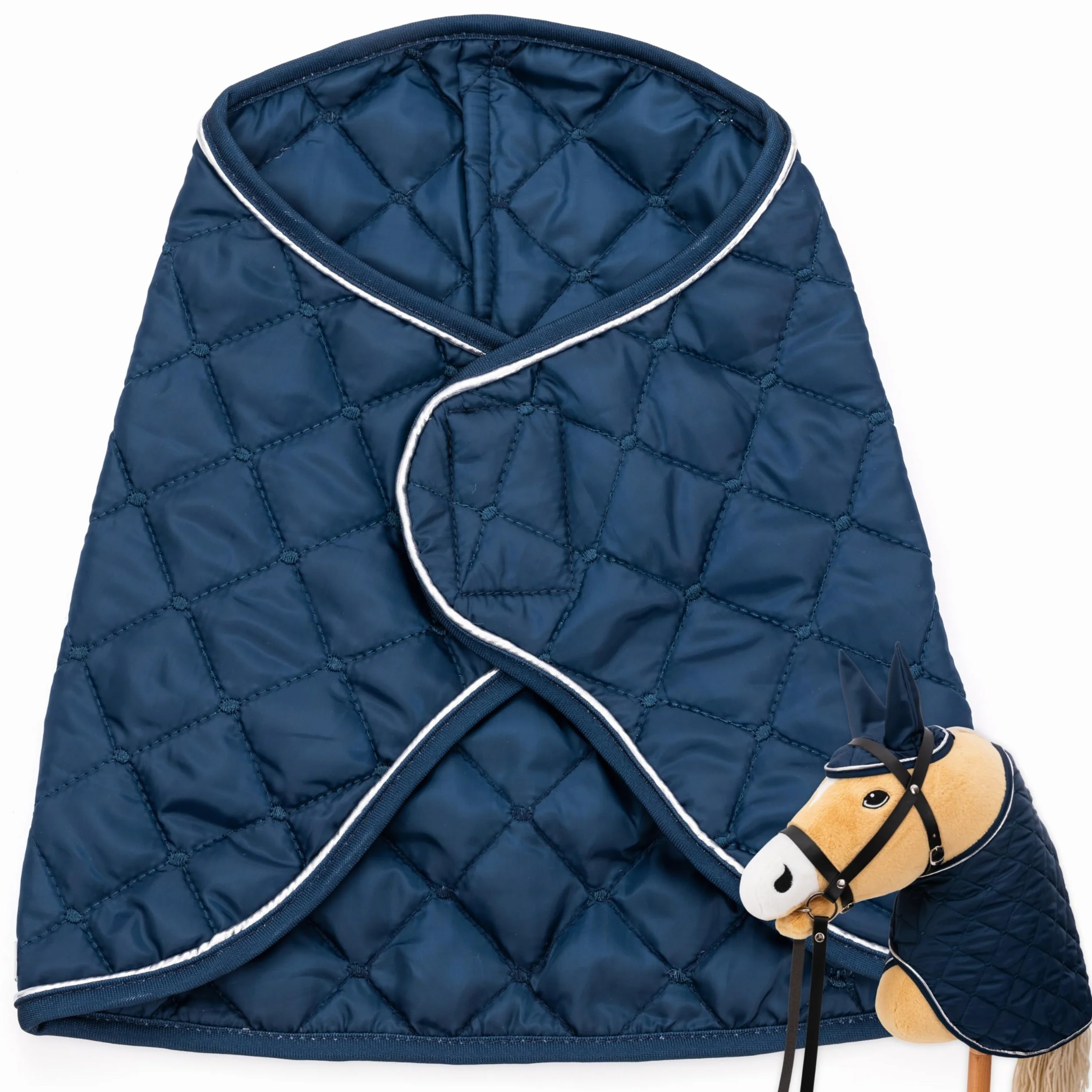Couverture Hobby Horse bleue douce résistante certifiée TÜV pour jeu entretien entraînement