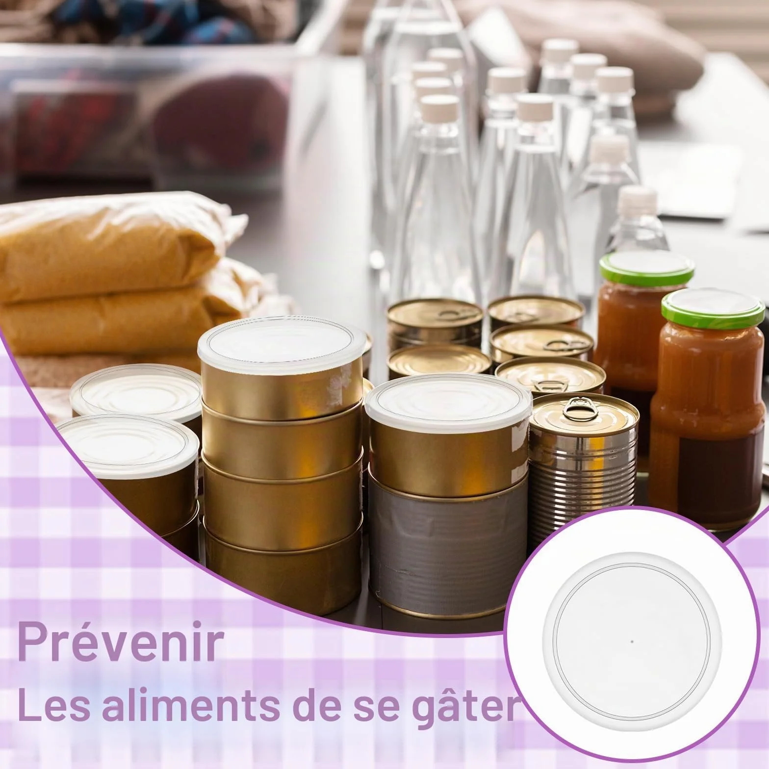 TIESOME Lot de 6 couvercles pour boîtes de conserve 75 mm plastique lavable transparents stockage aliments