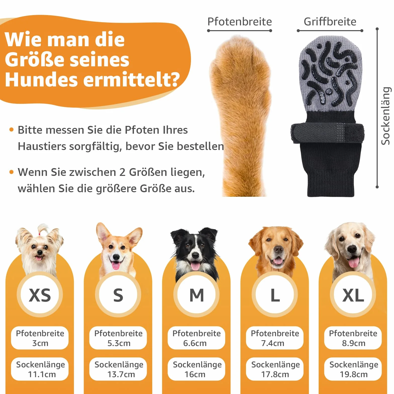 PICK FOR LIFE Chaussettes antidérapantes pour chien Lot de 2 paires avec fermeture réglable Protection des pattes contrôle de traction