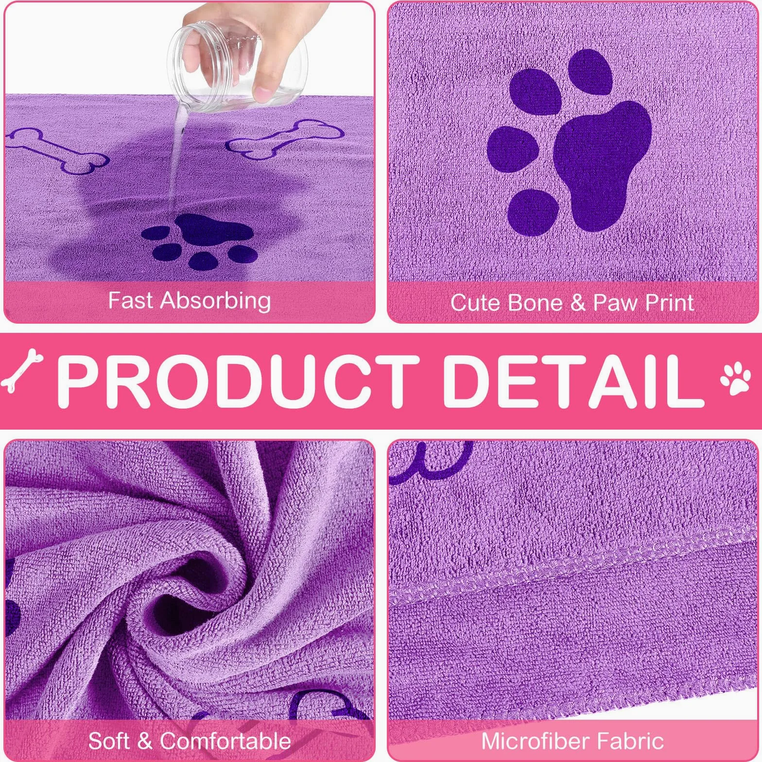 Chumia Lot de 8 serviettes de bain en microfibre à séchage rapide pour chiens et chats - Serviettes de bain absorbantes pour chiens et animaux de compagnie de taille moyenne (45,7 x 71,1 cm, couleur