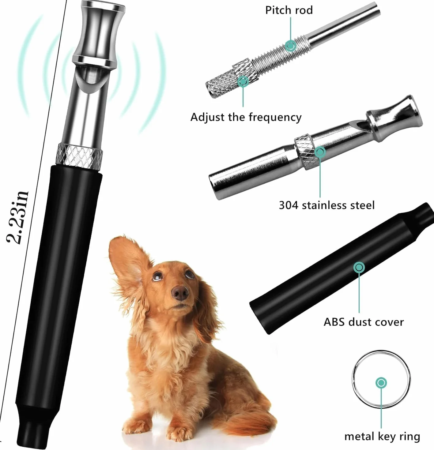 Sifflet Chien Ultrason Anti Aboiement avec Lanière, 2 Paquets, Noir et Blanc