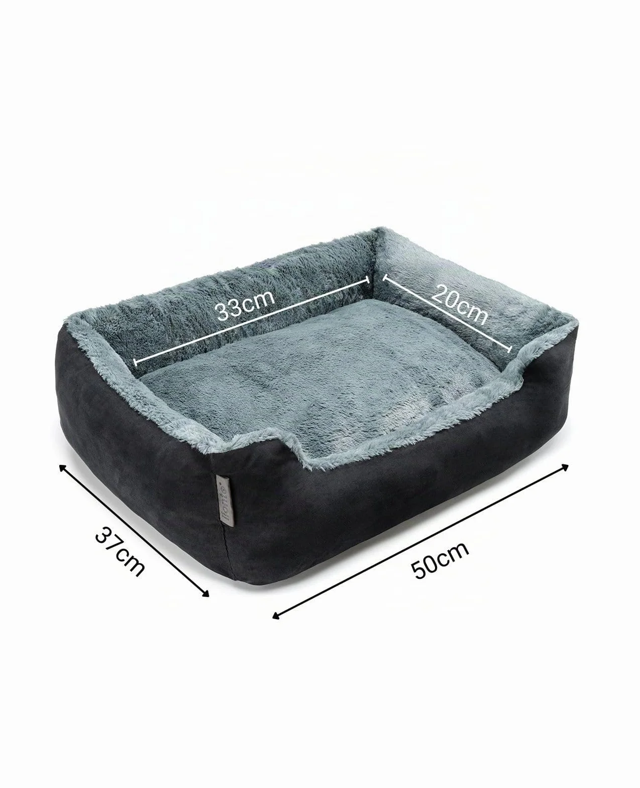 Lionto Lit pour Chien avec Coussin réversible Base antidérapante 50x37 cm Noir/Gris