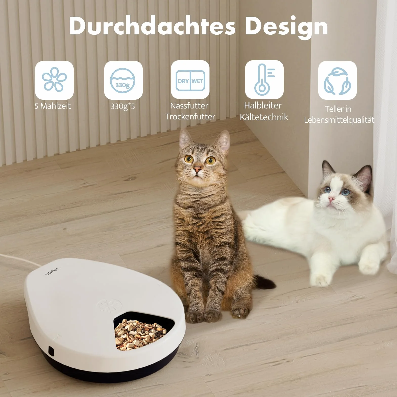 UBPET F10 Distributeur automatique de nourriture pour chat avec refroidissement à semi-conducteurs et minuterie