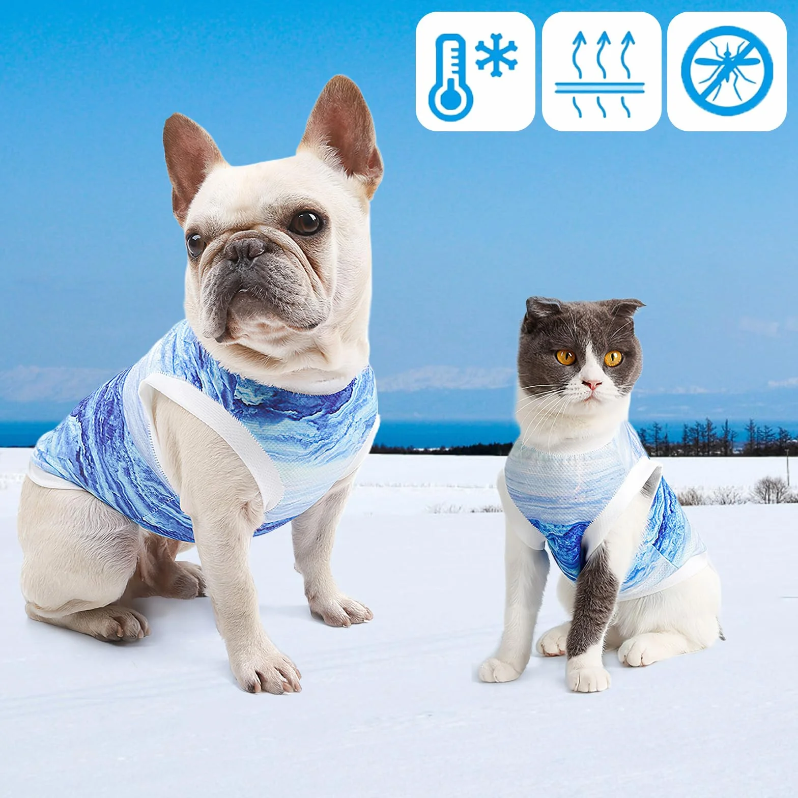 Gilet Rafraîchissant pour Chien, Veste de Refroidissement Respirante Bleu L