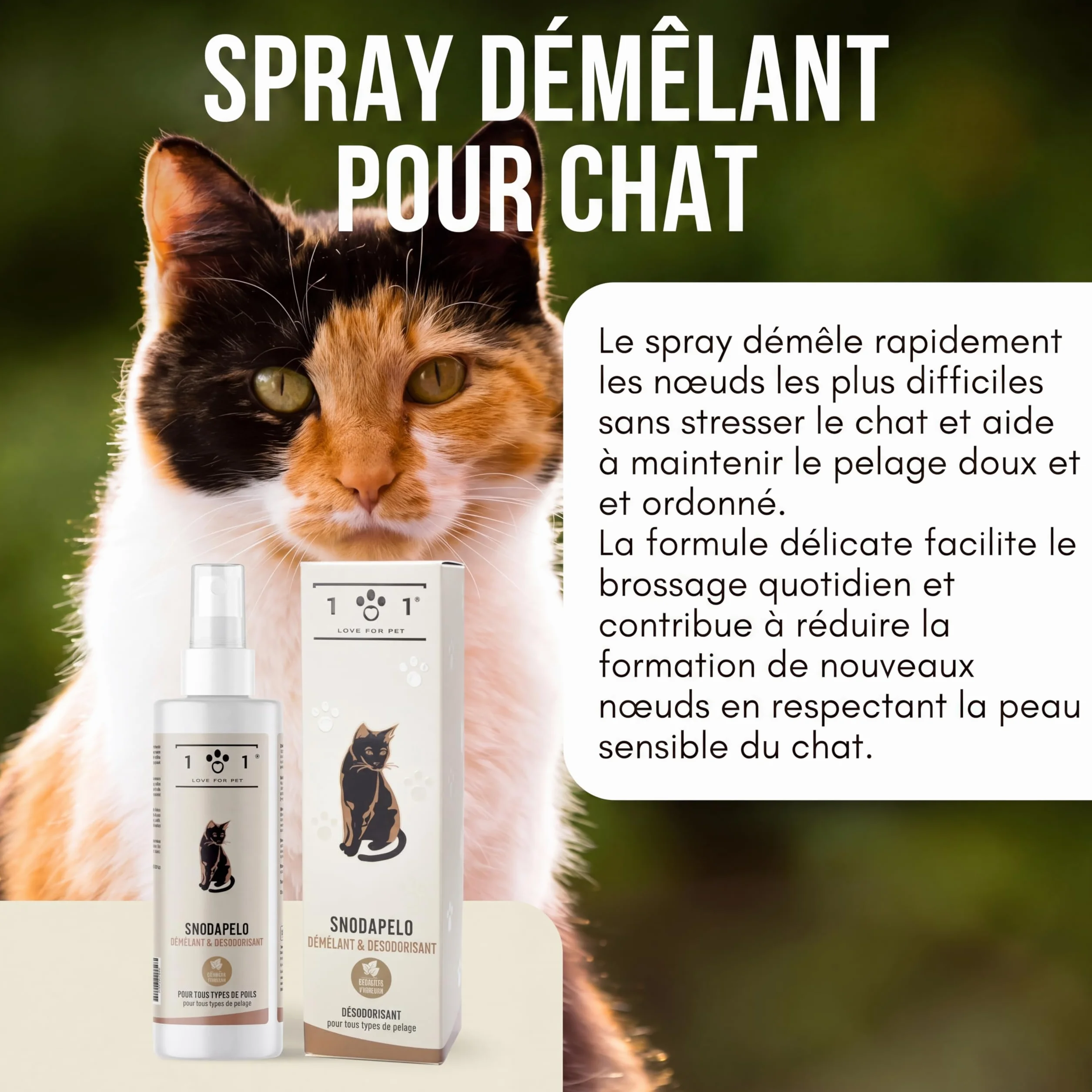 Linea 101 Démêlant Chat Poils Longs 250 ML Spray Soin Vegan sans Rinçage