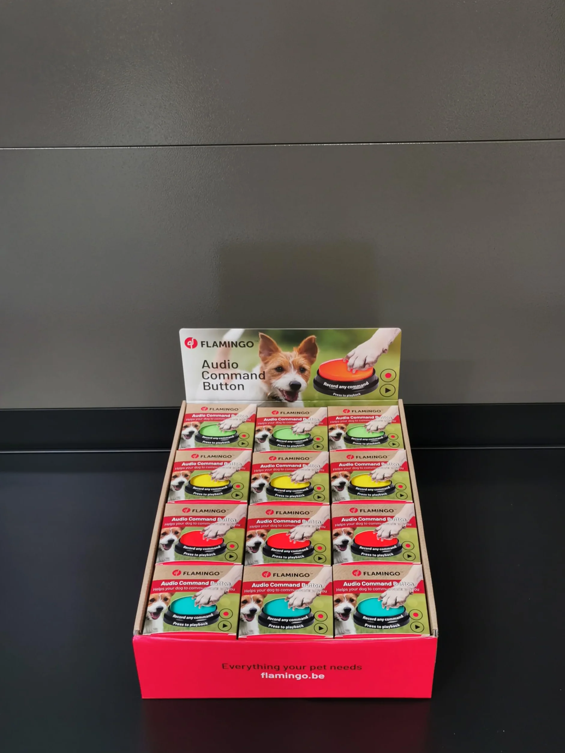 Flamingo Bouton de Communication Karao pour Chien - Diamètre de 8,8cm - Plusieurs Versions - Utilisez Plusieurs Boutons pour enregistrer différentes Instructions - Pas de Choix de Couleur Possible