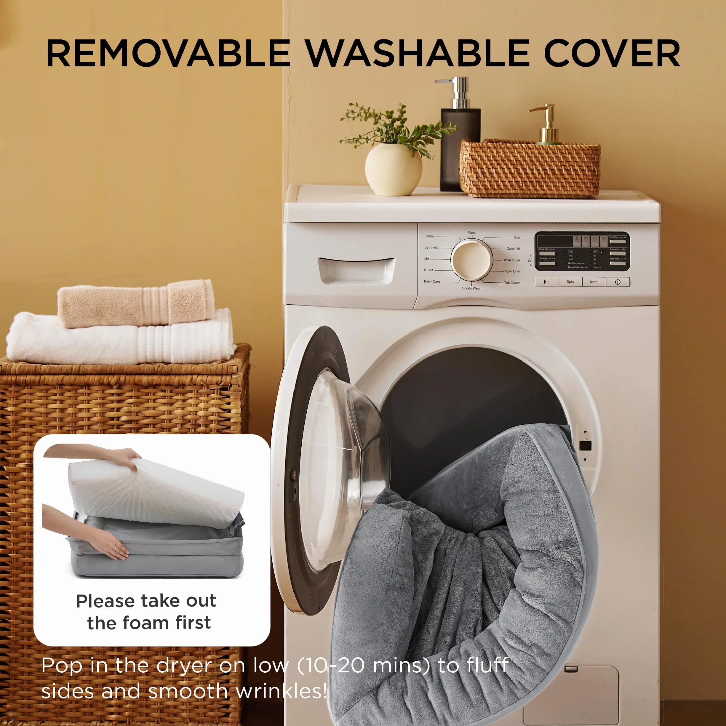 Bedsure Panier Chien Orthopédique Grande Taille 89x63x16.5 cm Lavable Anti-dérapant Gris