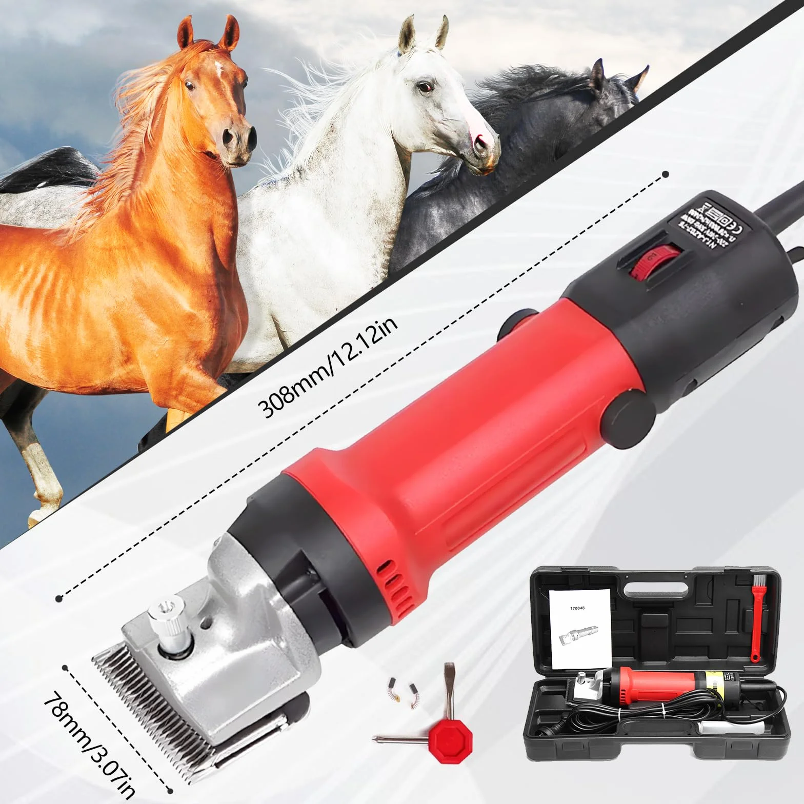 Tondeuse Chevaux Professionnelle 220V 690W Lame 77mm Moteur 2800 tr/min