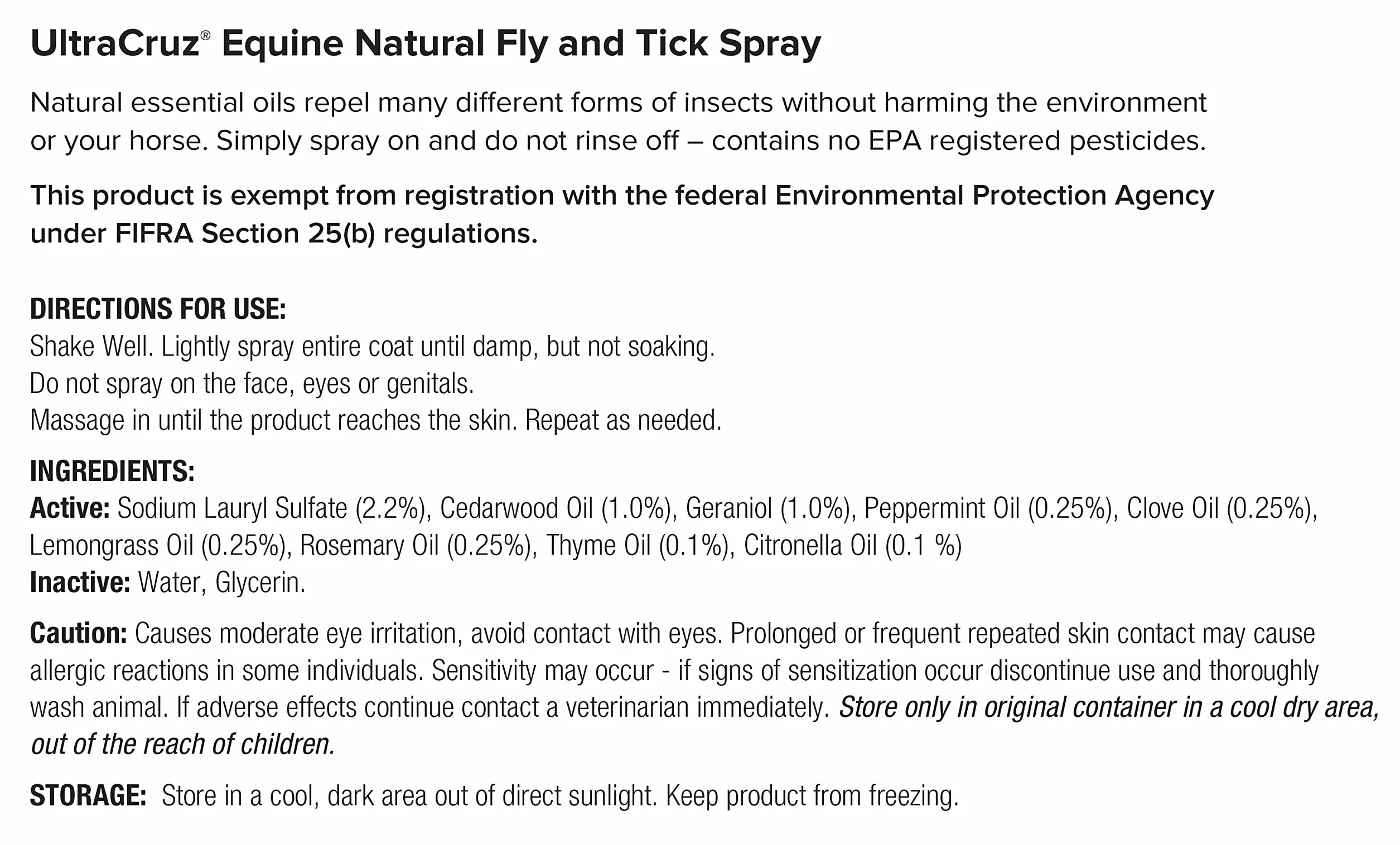 UltraCruz Equine Natural Spray anti-mouches et tiques 473 ml