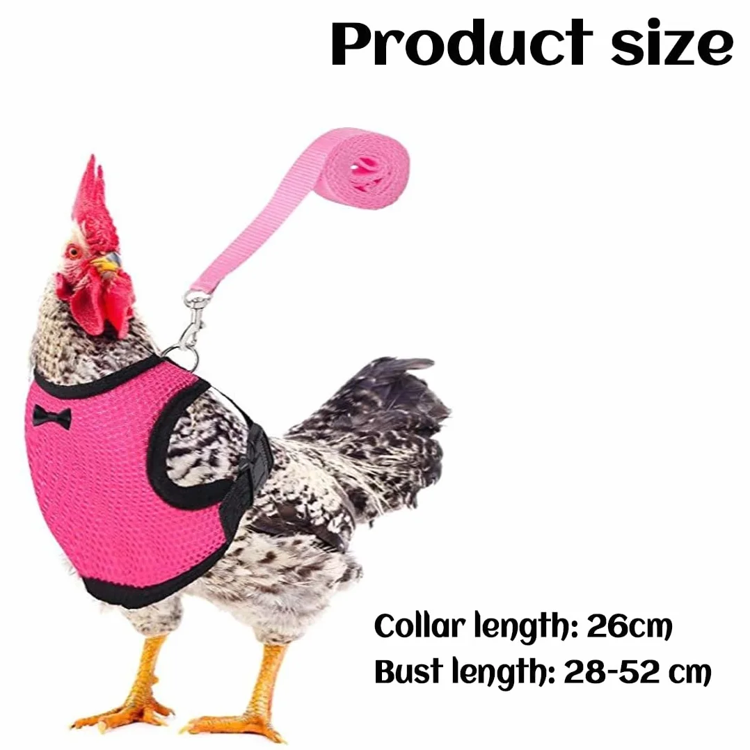 GXGM Harnais pour poules taille M rose respirant avec laisse réglable