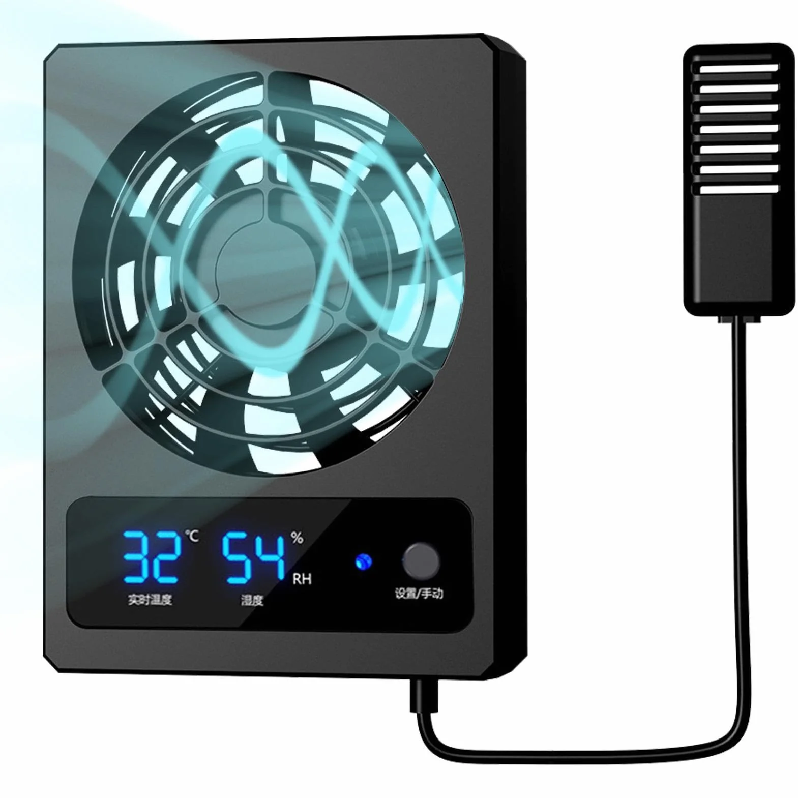 Fan de reptile - Gauge d'humidité du reptile intelligent avec affichage LED | Ventilateur de refroidissement, ventilateur de ventilation pour les serpents, terrarium de forêt tropical