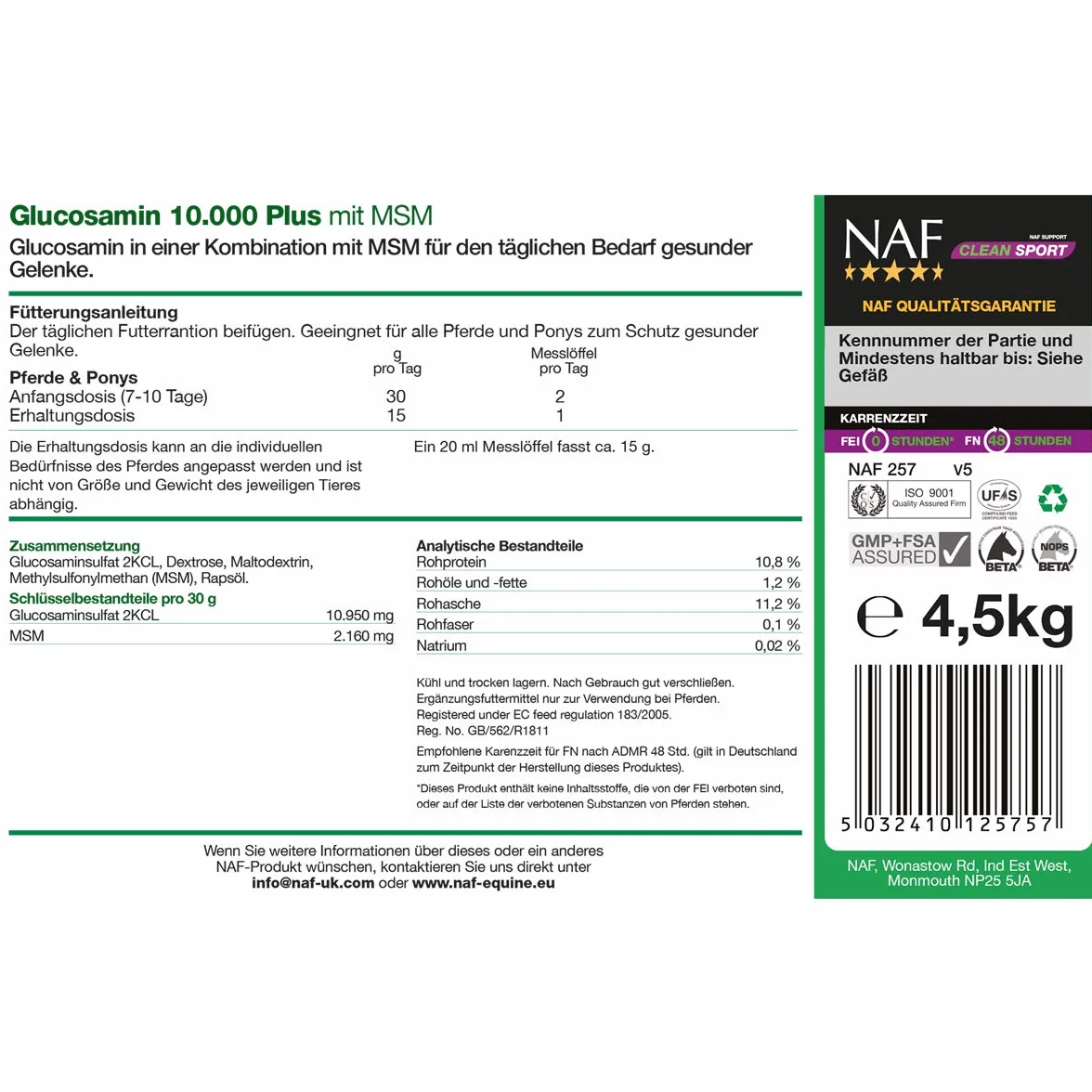 NAF Glucosamine 10000 Plus 4,5 kg